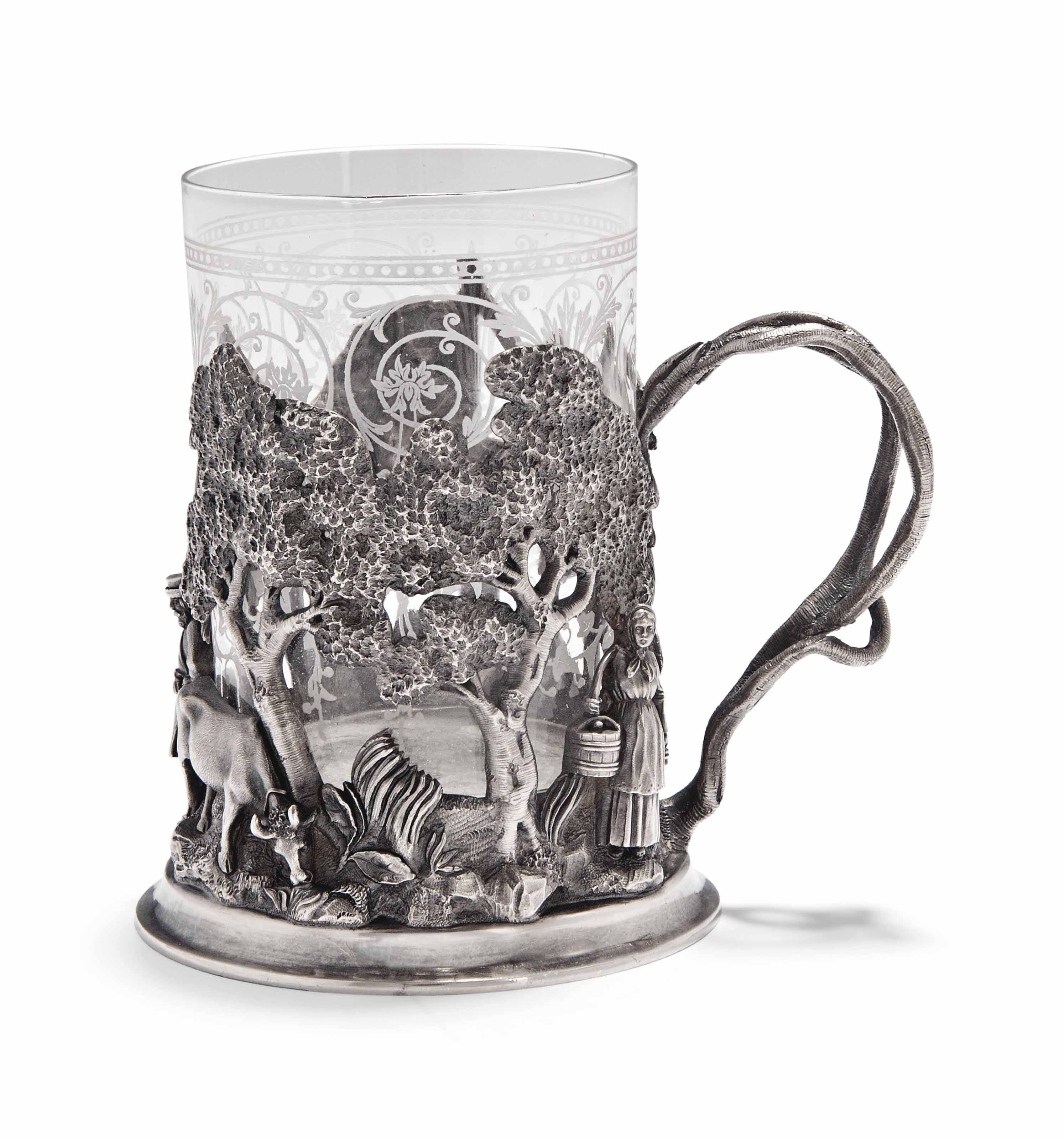 A RUSSIAN SILVER TEAGLASS HOLDER , ST. PETERSBURG, 1872, MAKER'S MARK
