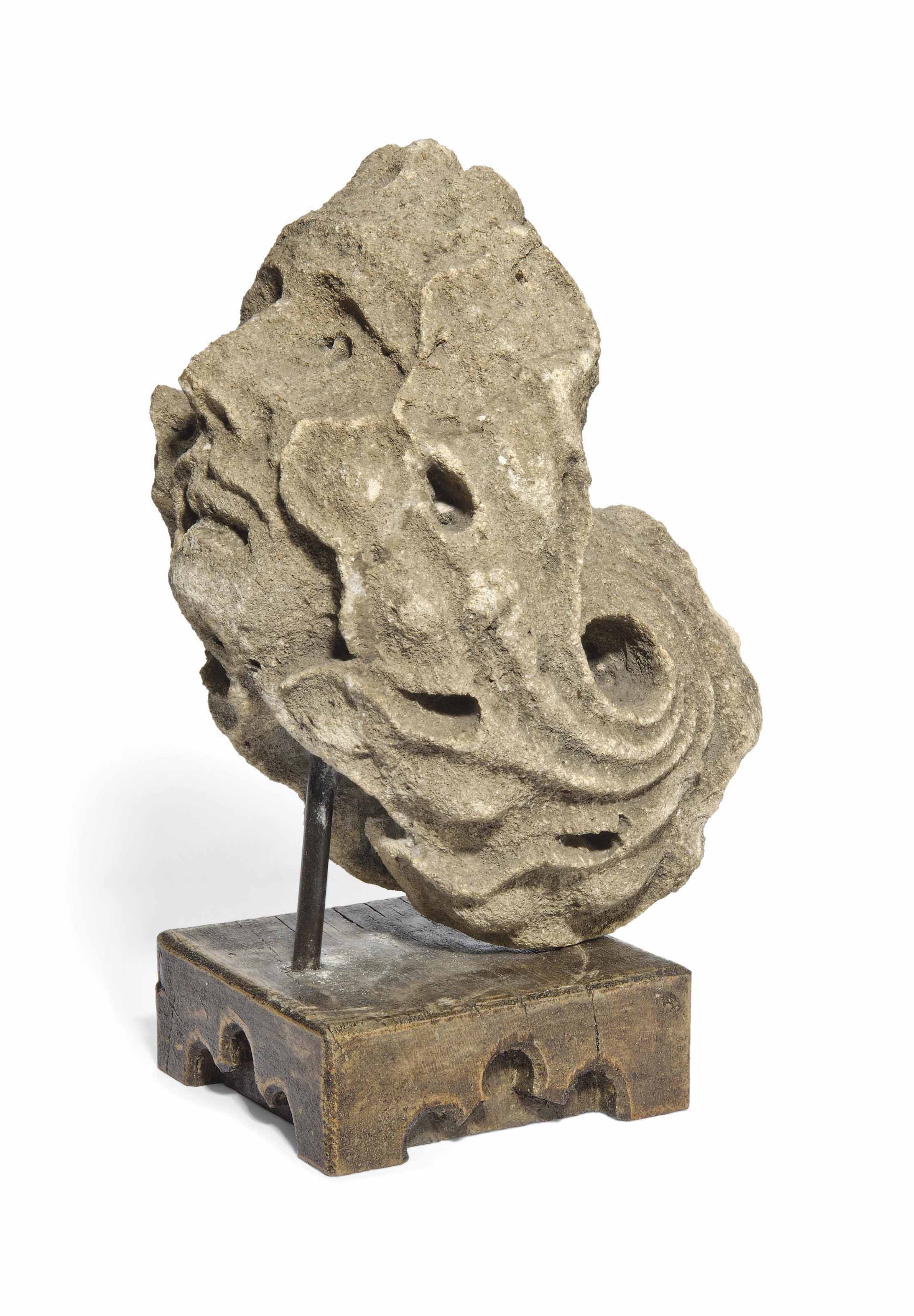 A Medieval Limestone Architectural Corbel Bust 14th 15th