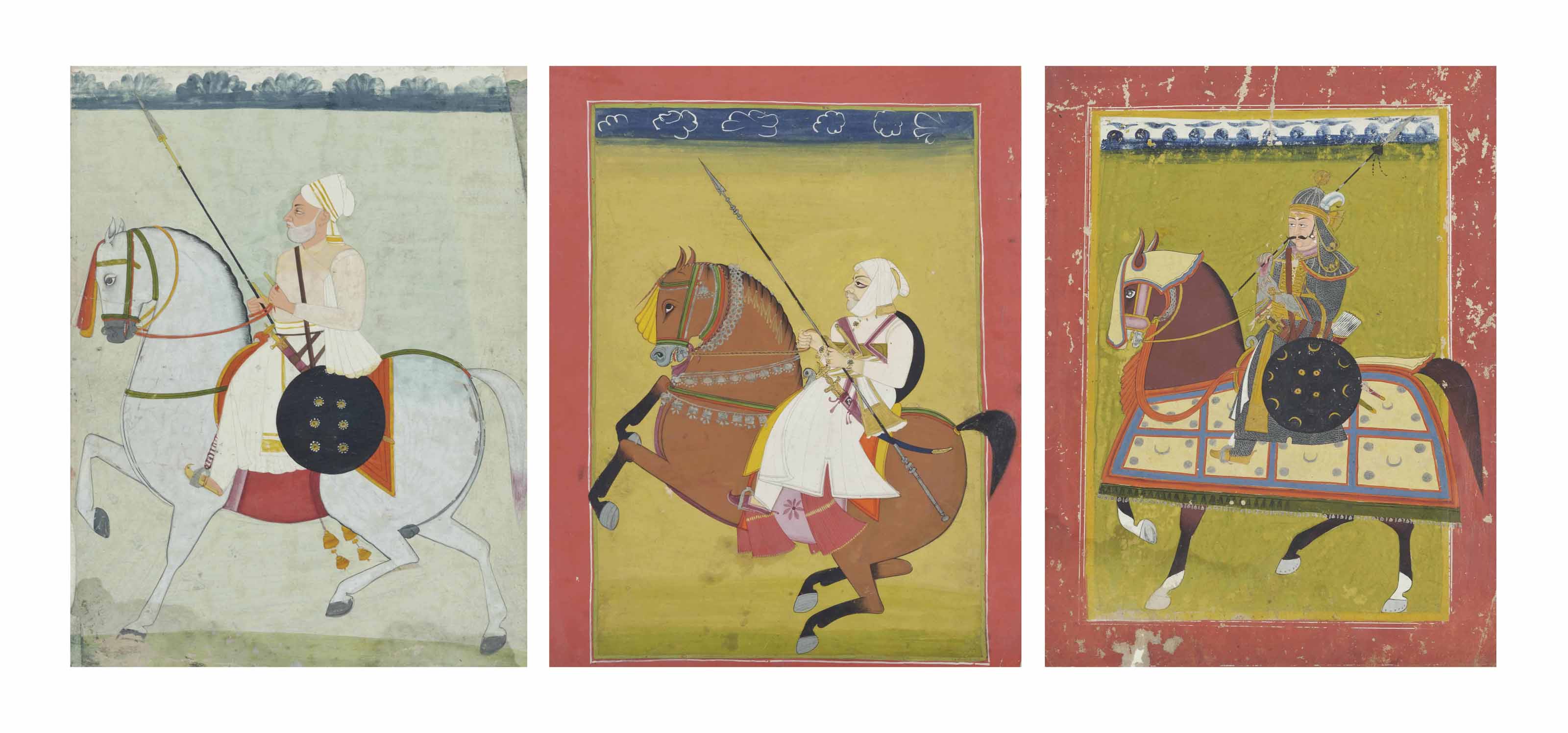 Three portraits of rulers: Timur, Humayun and Tipu Sultan Patna, circa ...