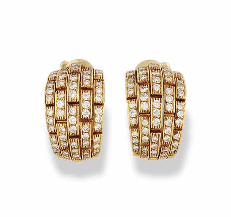 A PAIR OF DIAMONDSET 'MAILLON PANTHÈRE' EARRINGS, BY CARTIER Christie's
