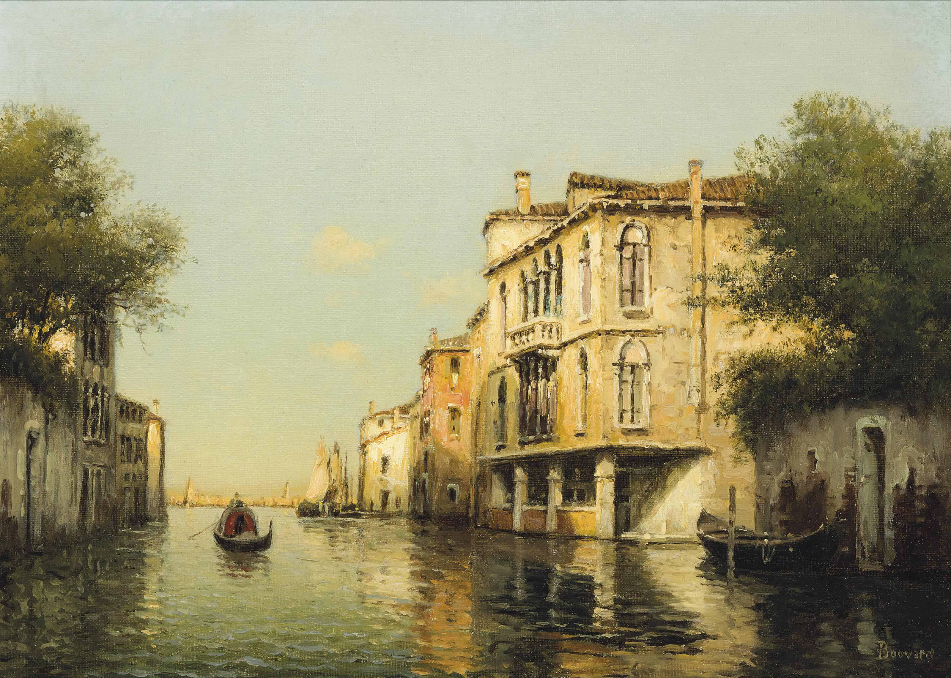 Antoine Bouvard (FRENCH, 1870-1956) , A gondolier on a ...