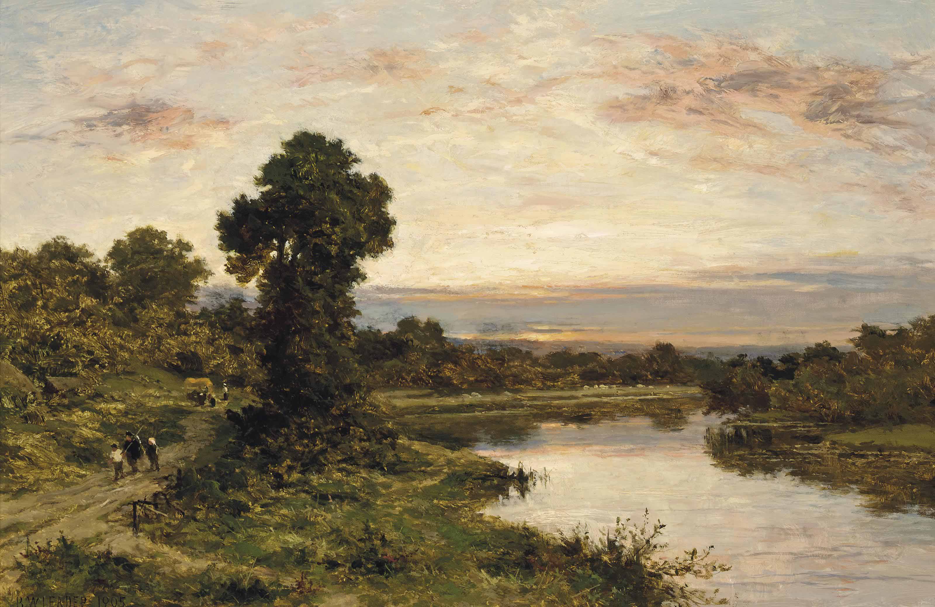 Benjamin Williams Leader, R.A. (18311923) , Evening on the Thames at