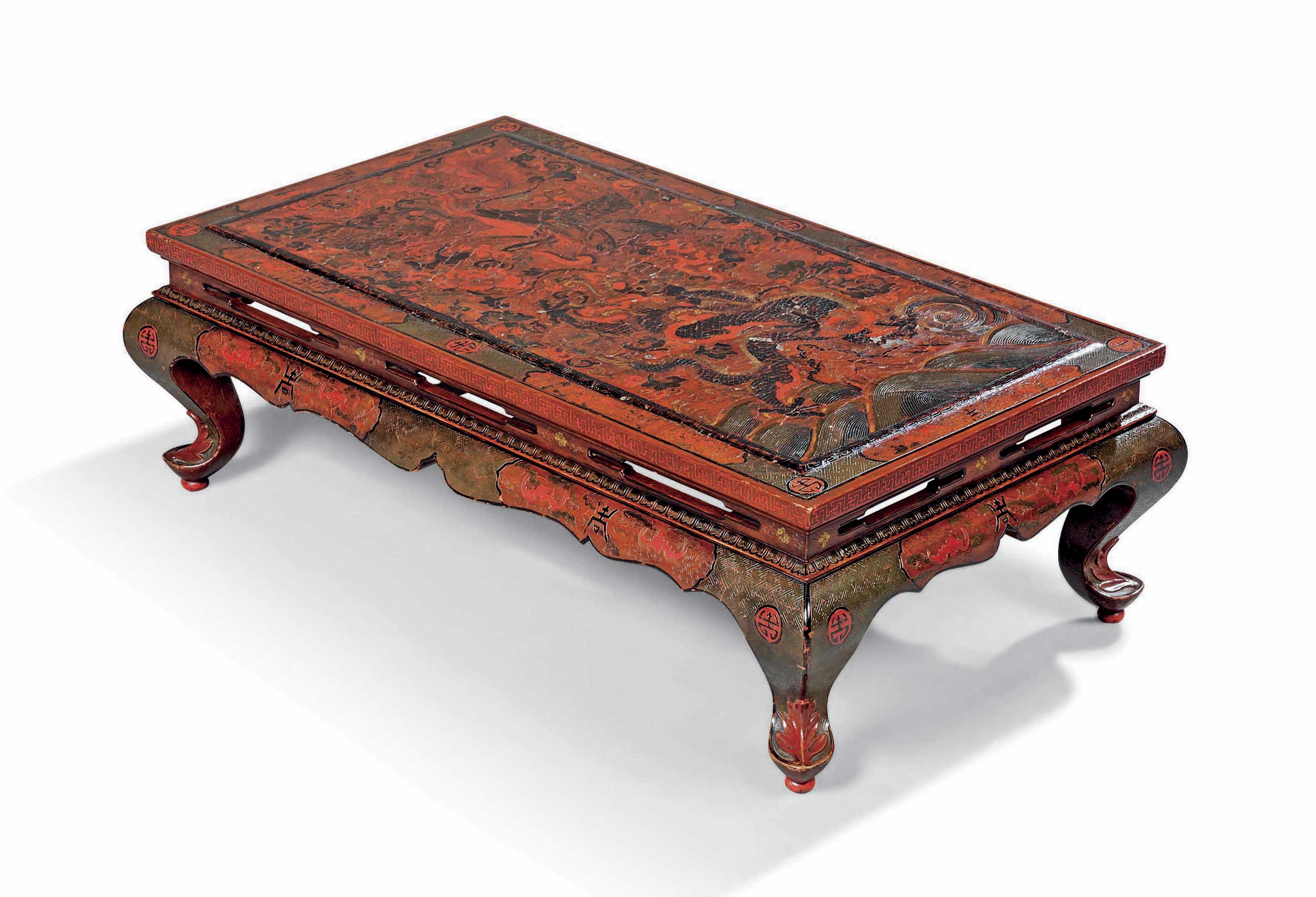 A Chinese Red Lacquer Low Table The Top Probably 18th Century