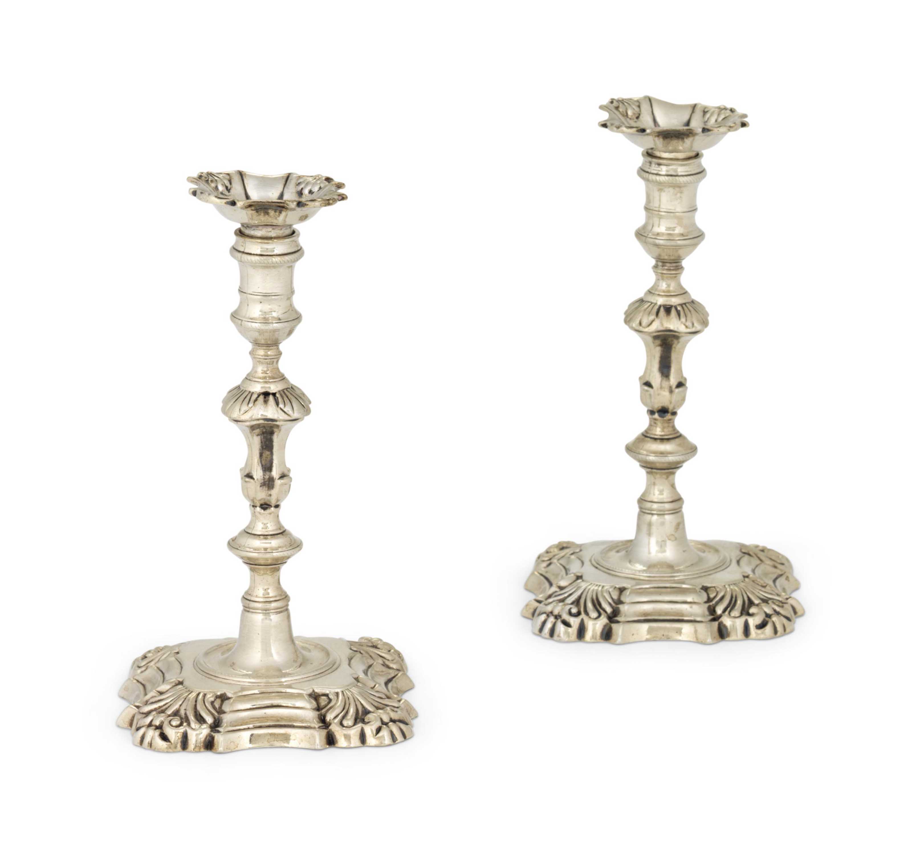 A PAIR OF II SILVER CANDLESTICKS , MARK OF JOHN CAFE, LONDON, 1753 Christie's