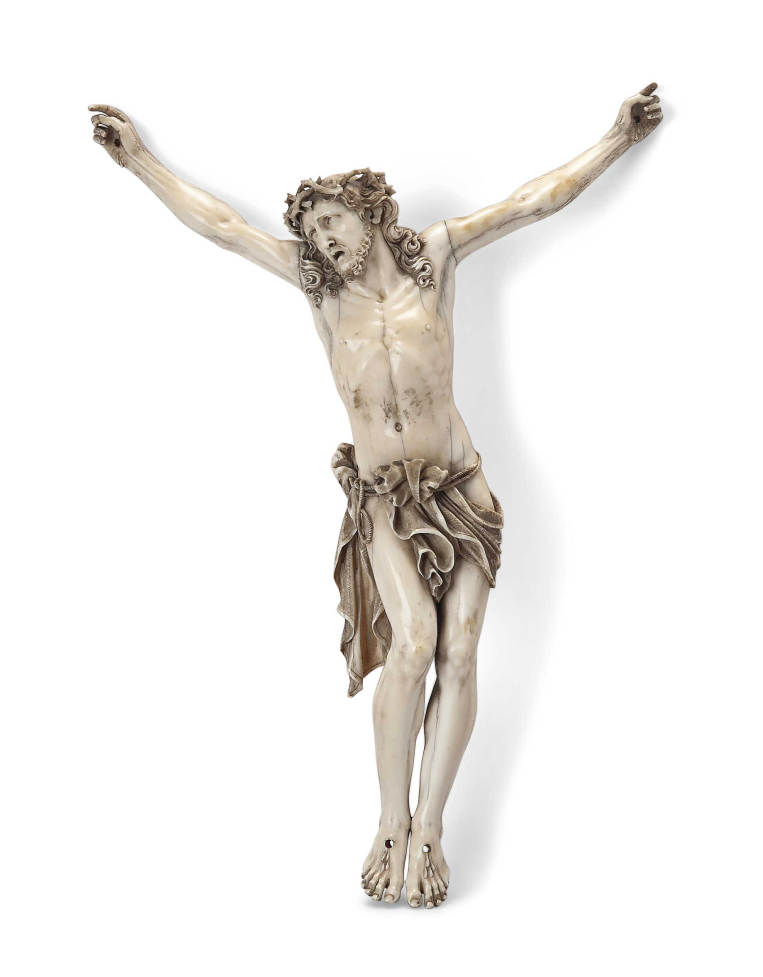A LARGE FRANCOFLEMISH IVORY CRUCIFIX FIGURE , LATE 18TH / EARLY 19TH