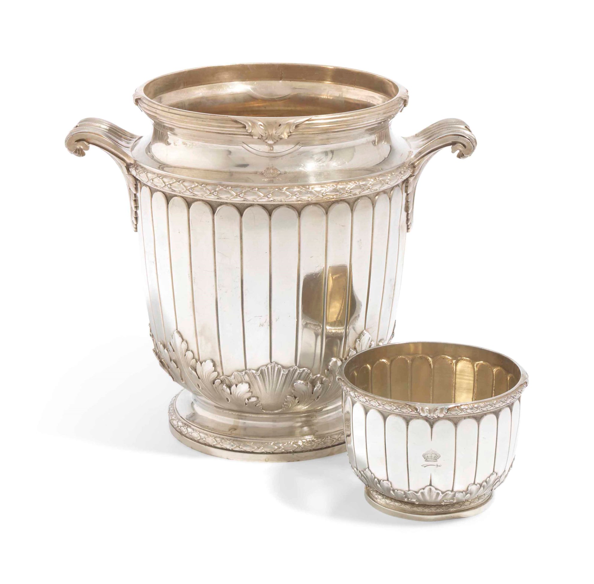 A FRENCH SILVER WINECOOLER AND A BOWL, MARK OF TETARD FRERES, PARIS
