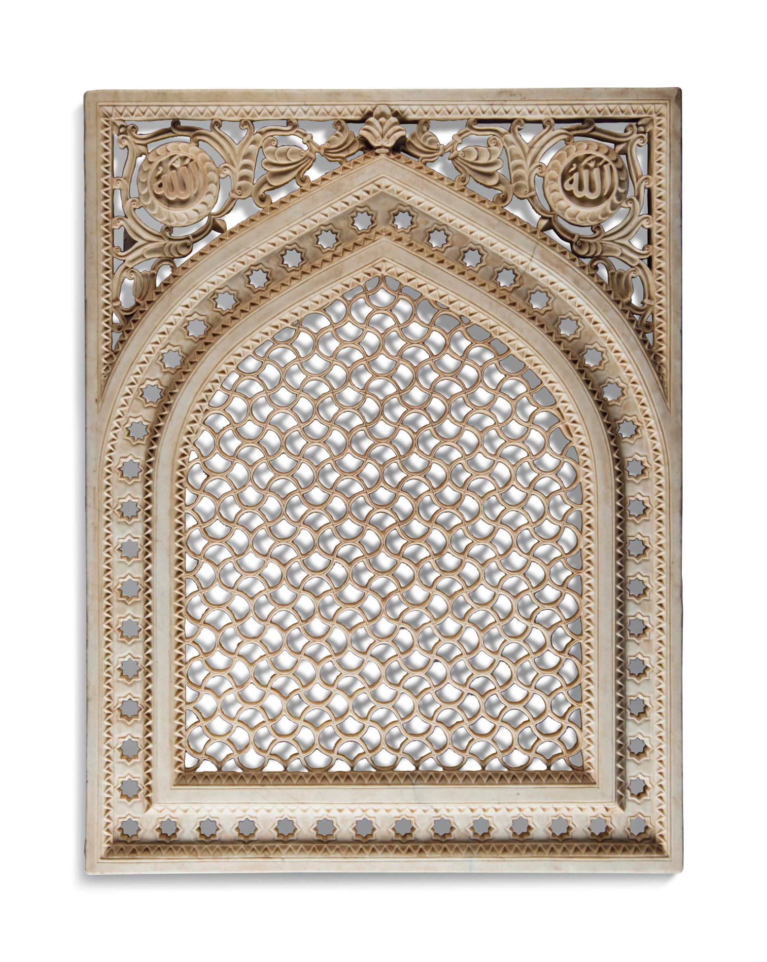 AN INDIAN CARVED AND PIERCED MARBLE 'JALI' SCREEN, 20TH CENTURY ...