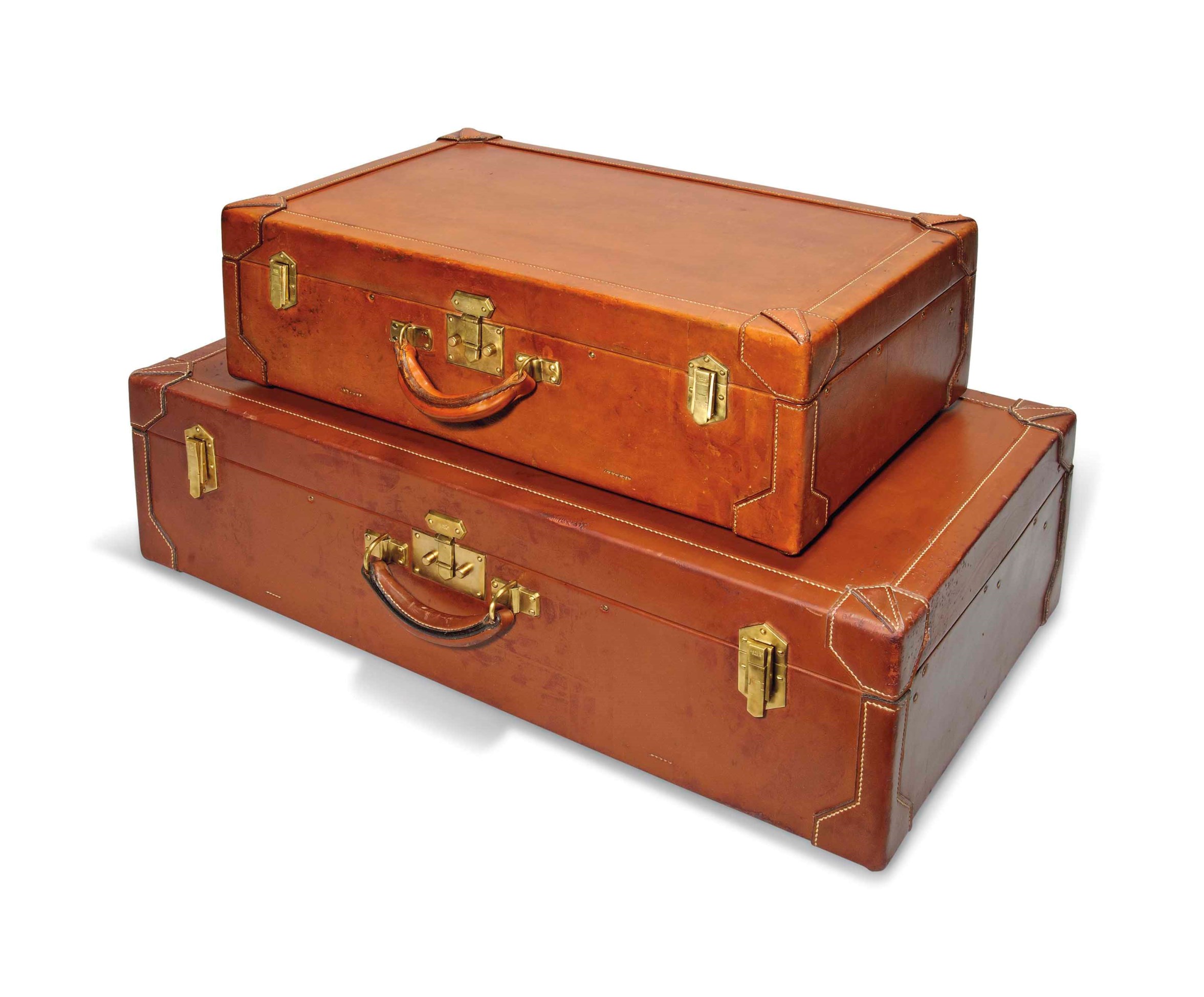 TWO HERMES LEATHER SUITCASES