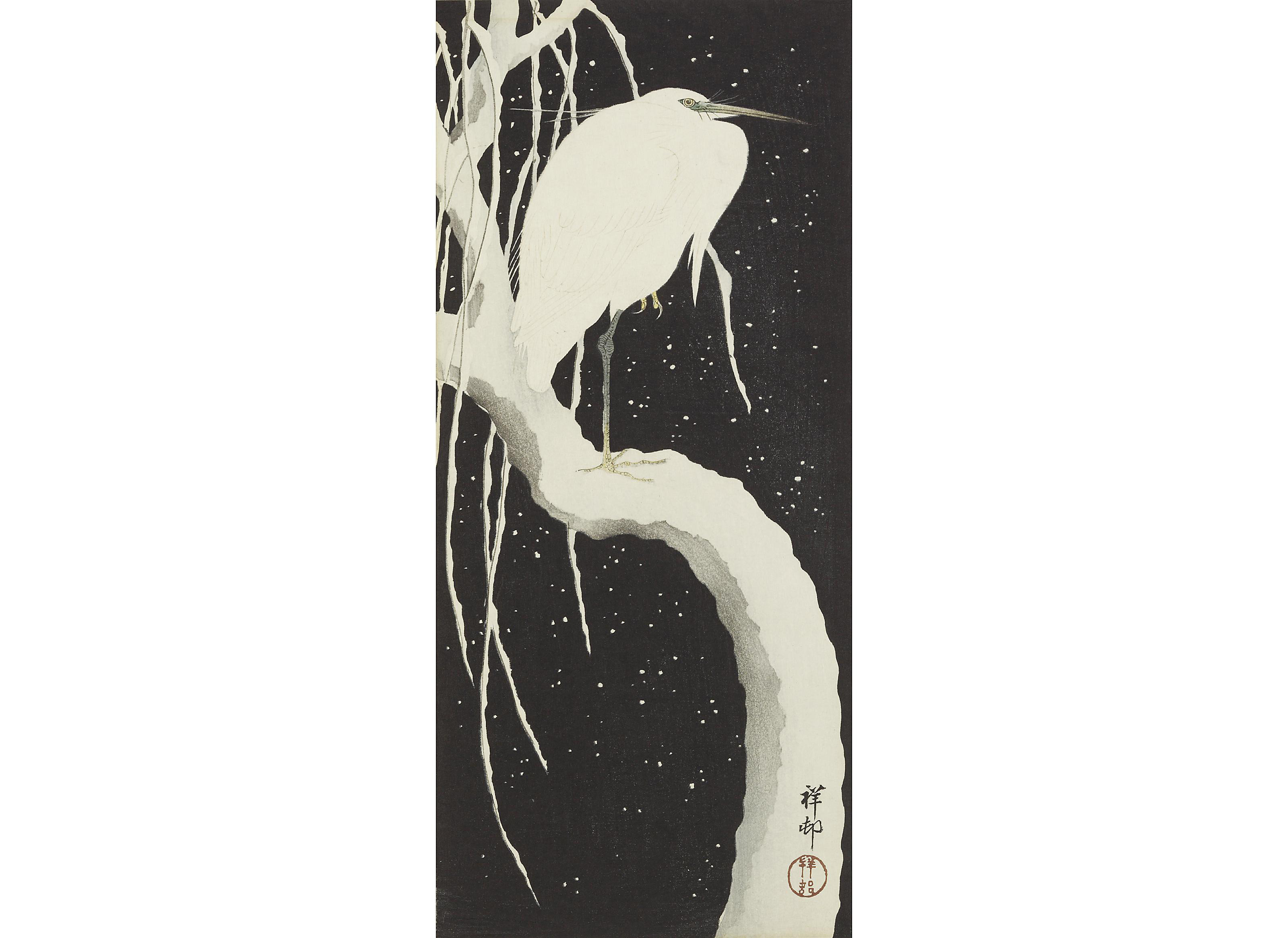 森の画廊「白　樹」 OHARA KOSON (1877-1945), A White Egret on a Snowy Tree | Christie's