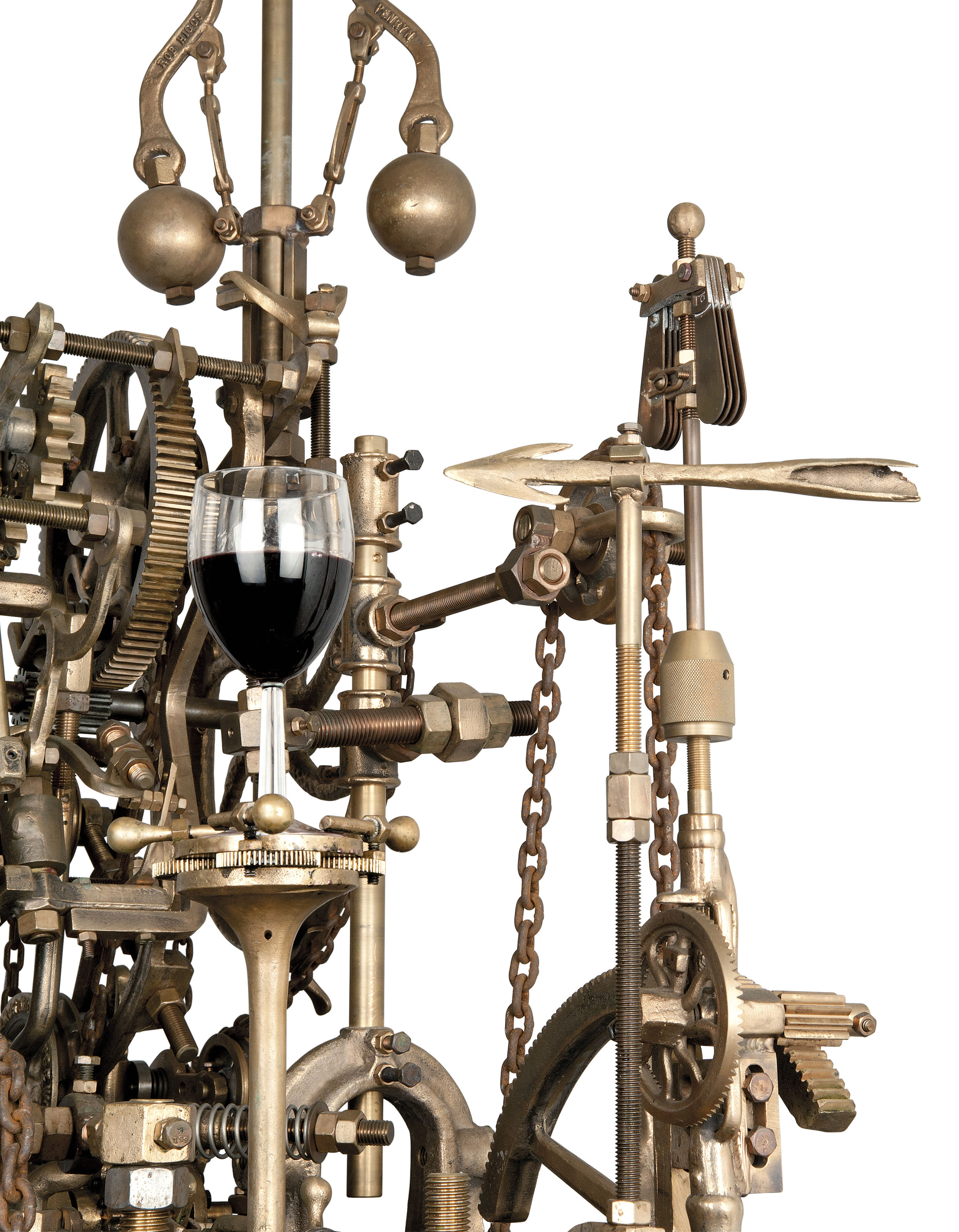 A MECHANICAL CORKSCREW AND WINEPOURING MACHINE , MADE AND DESIGNED BY