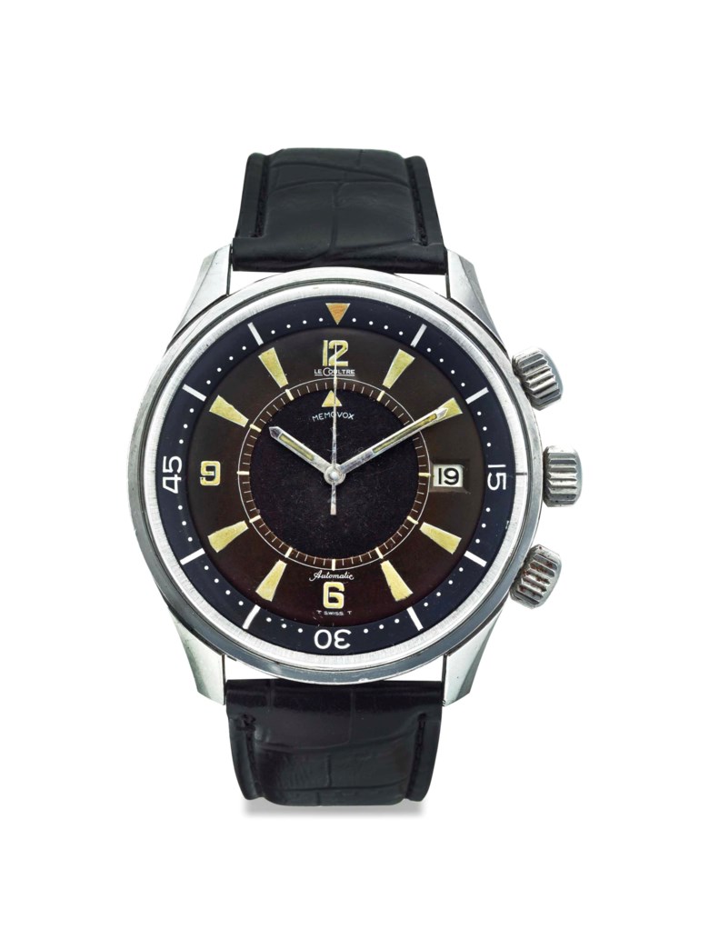 Jaeger-LeCoultre. A stainless-steel automatic diver’s wristwatch with sweep centre seconds, alarm and date. Signed Jaeger-LeCoultre, Memovox Polaris model, Ref. E859, Movement no. 1’924’860, Case no. 1133080, manufactured in 1968. Sold for $21,250 on 19 October 2016