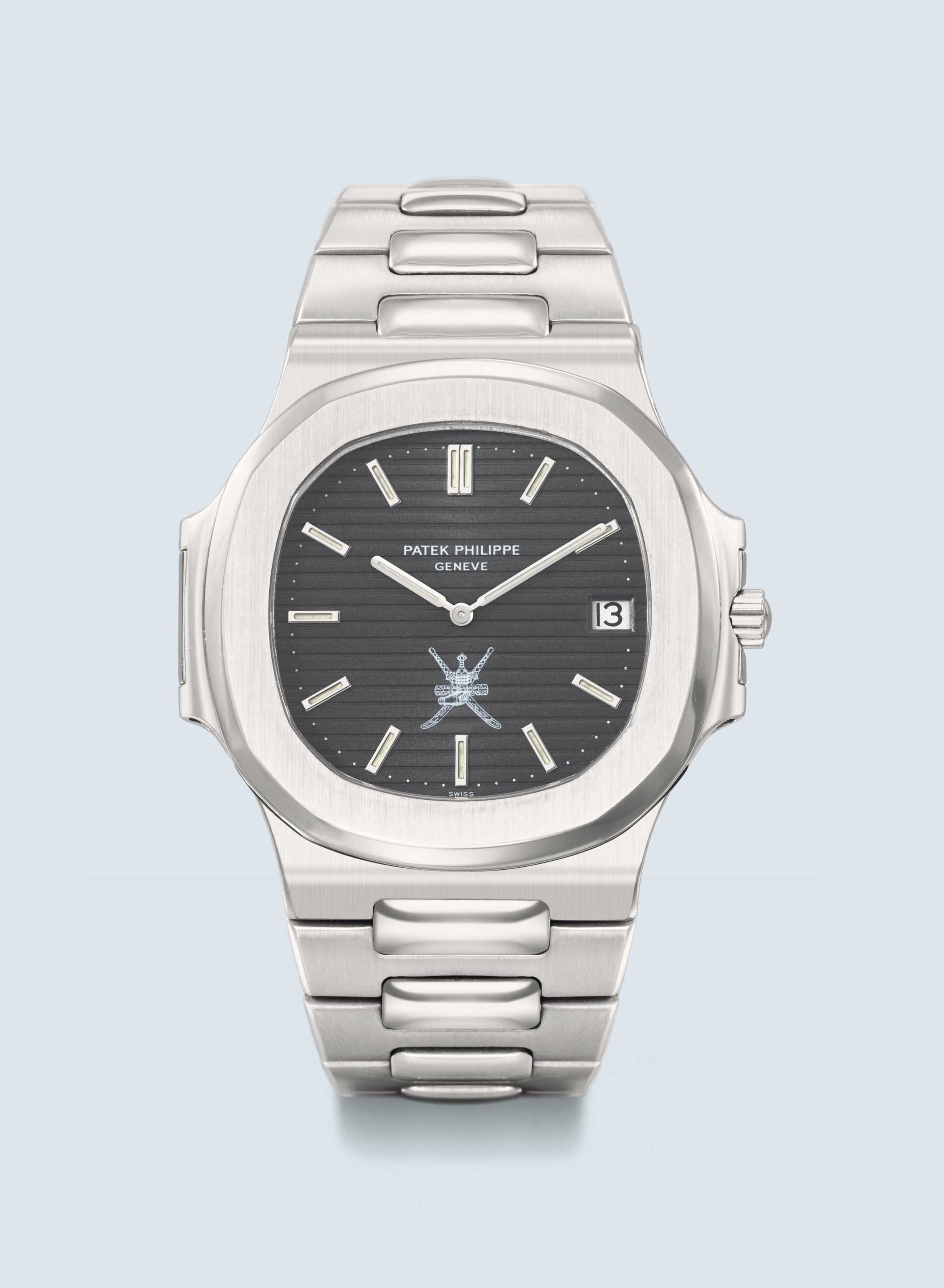 PATEK PHILIPPE. AN EXCEPTIONALLY RARE AND FINE STAINLESS STEEL