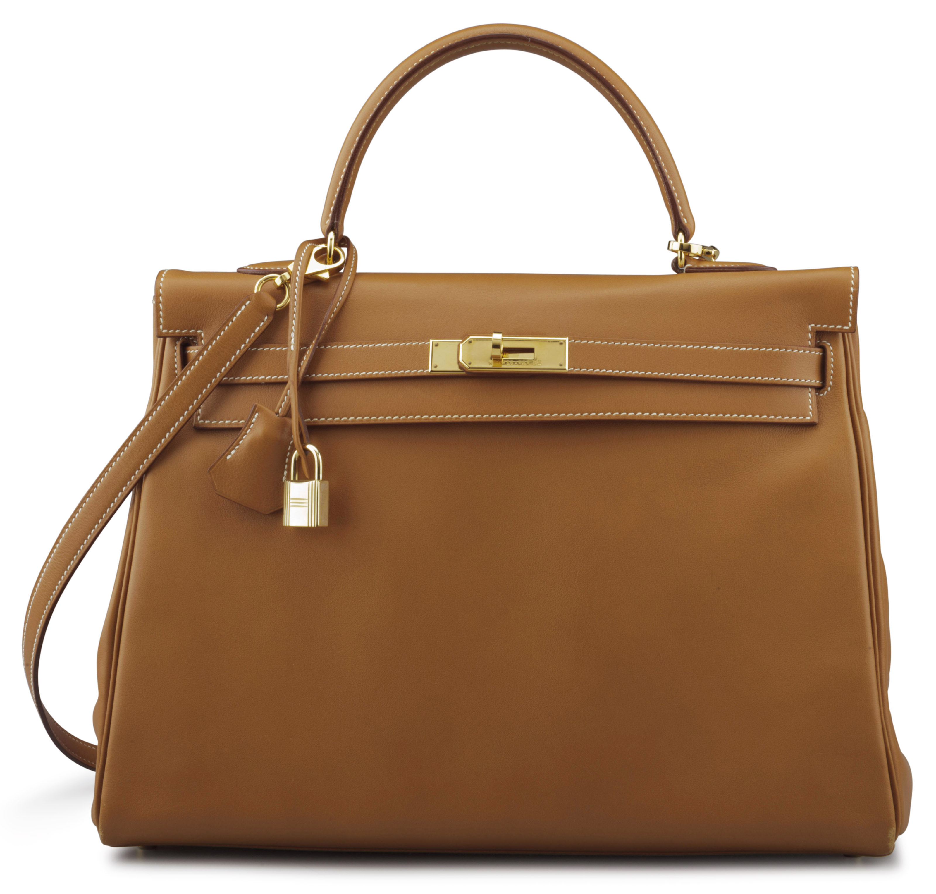 A 35CM GOLD GULLIVER LEATHER RETOURNE KELLY BAG HERM S 1996