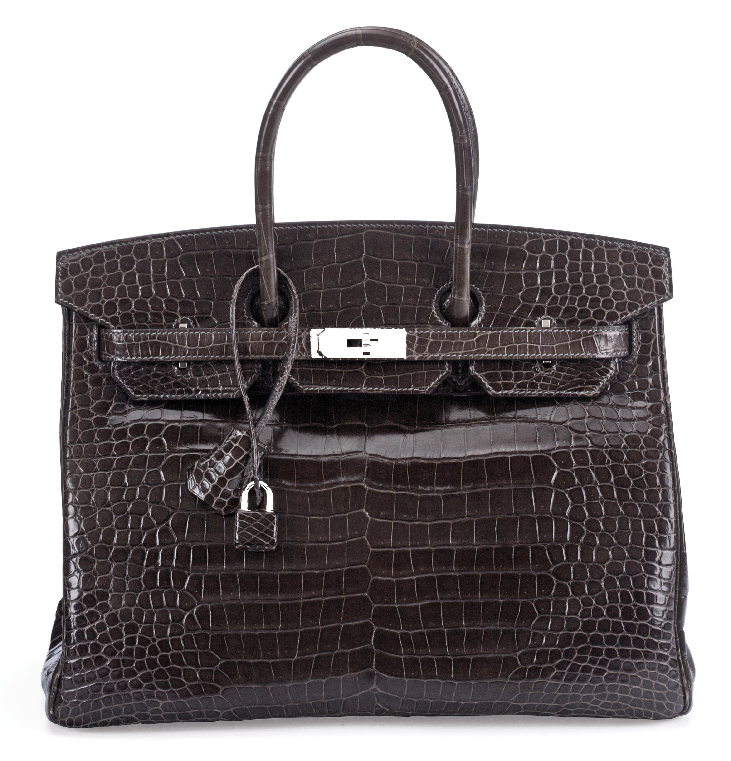 A 35CM SHINY GRIS ELEPHANT POROSUS CROCODILE BIRKIN BAG HERMES 2012 Christie s