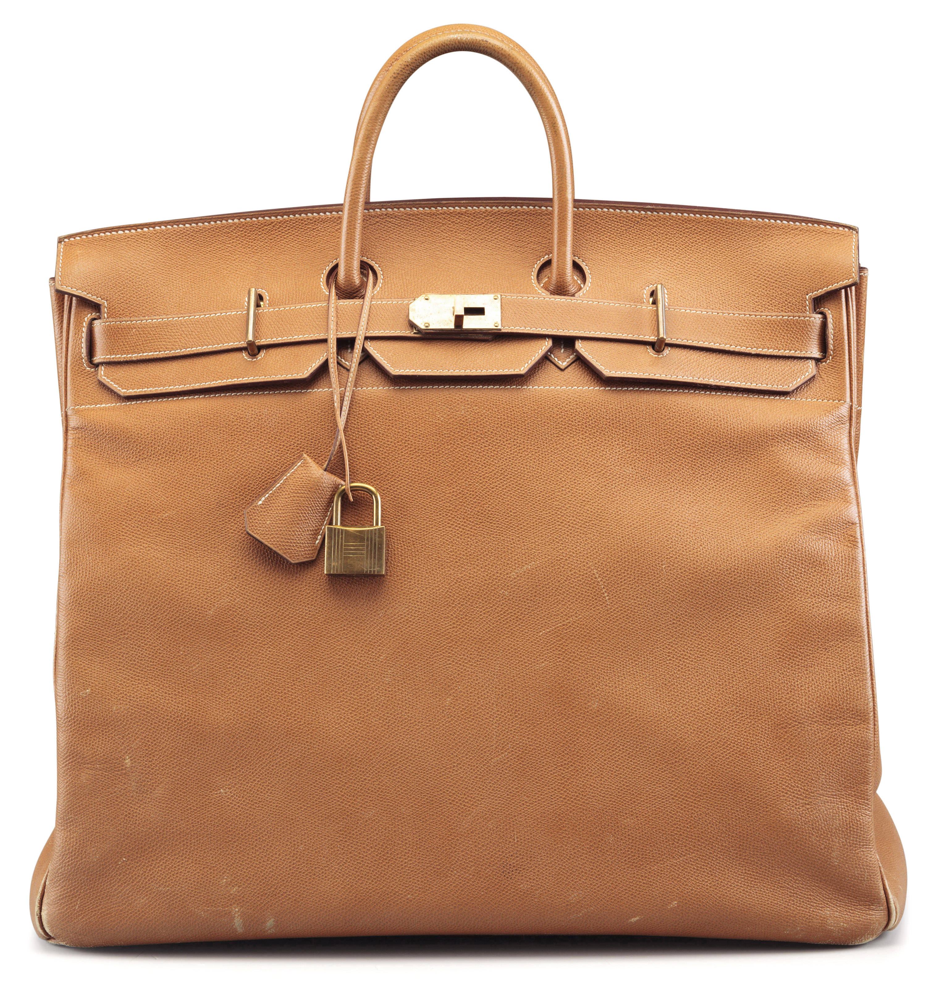 A 50CM GOLD COURCHEVEL LEATHER HAC BIRKIN TRAVEL BAG HERM S 1990