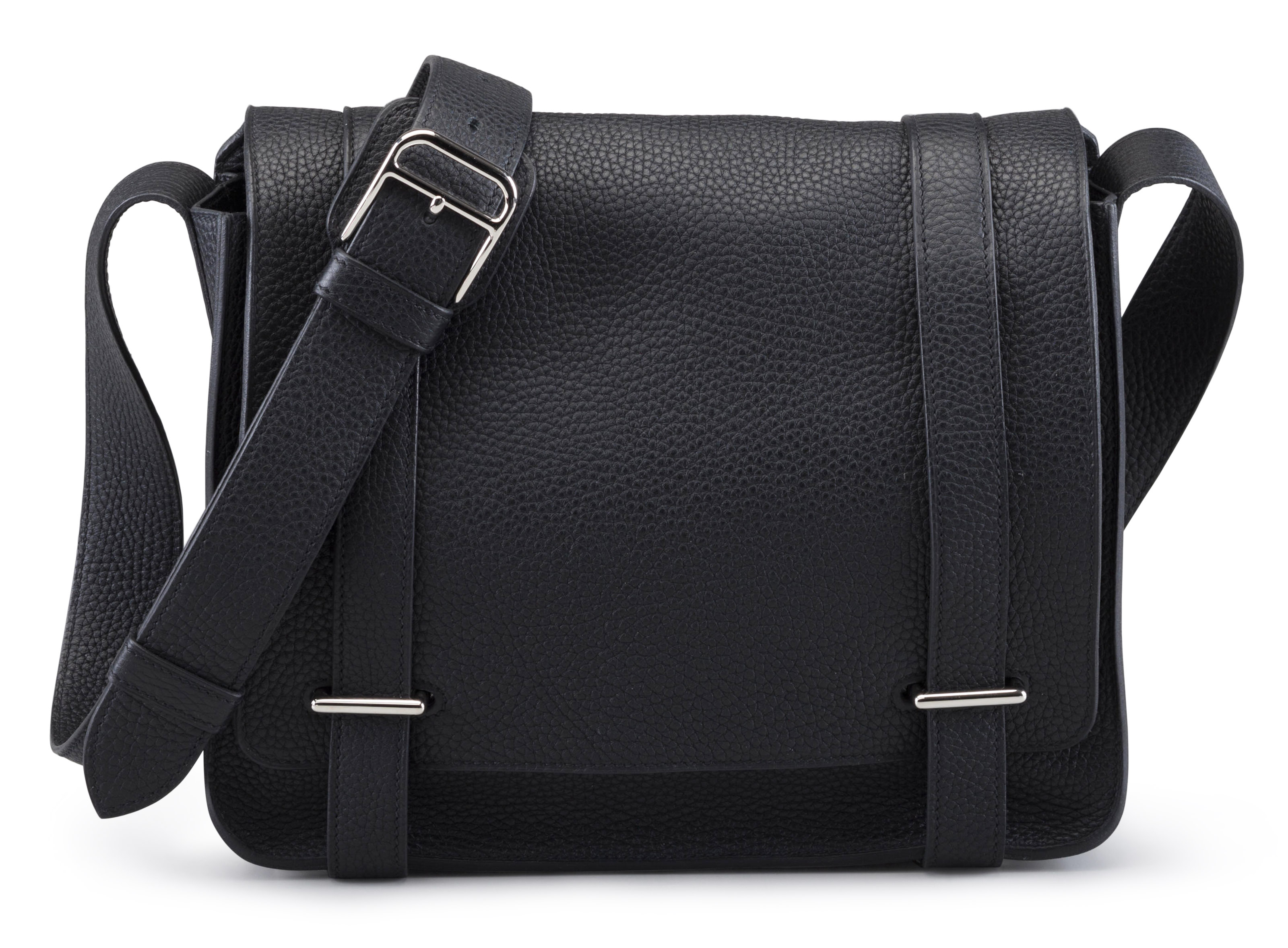 HERM S 2015 A BLACK CL MENCE LEATHER STEVE MESSENGER BAG
