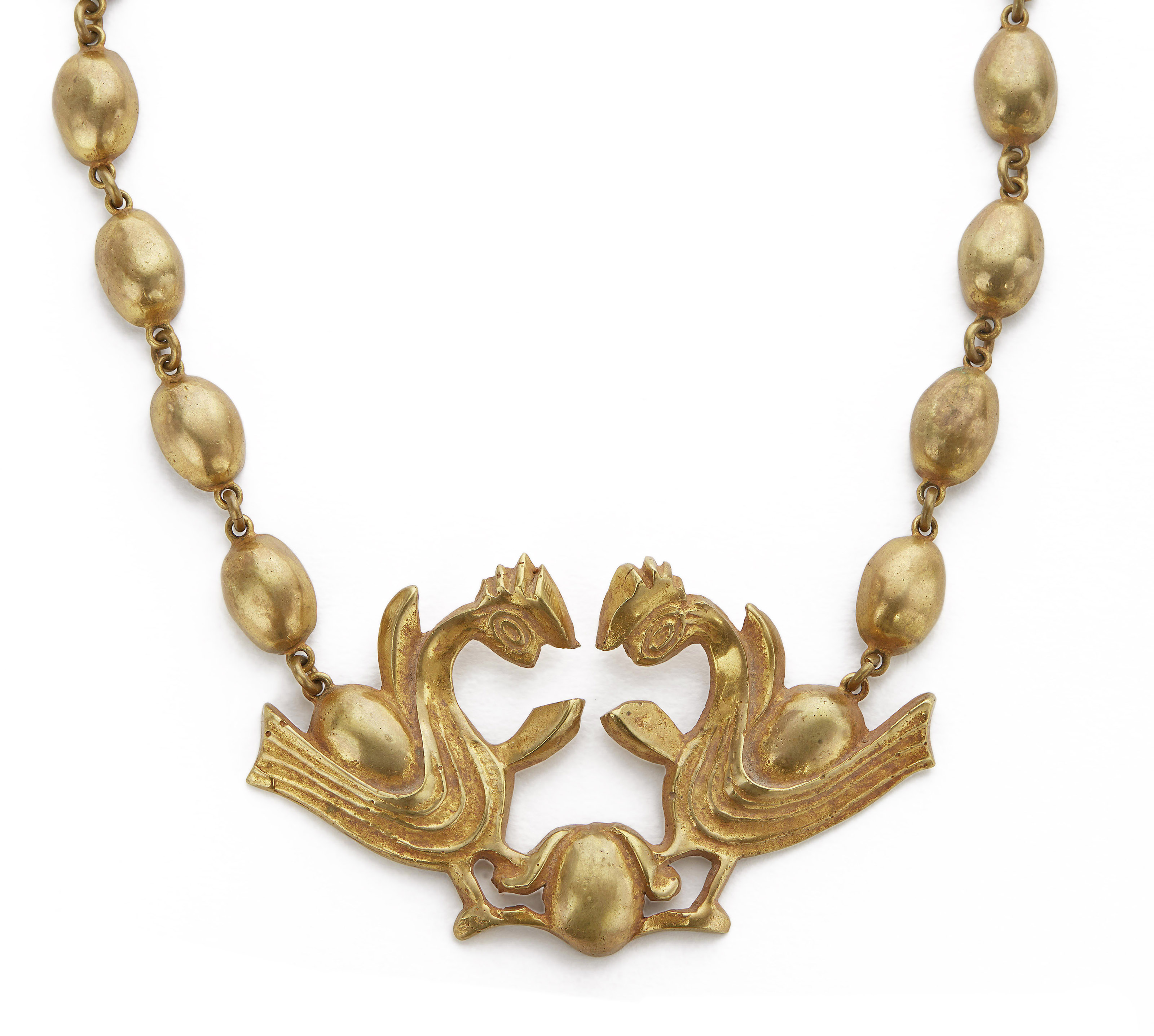 Collier Vintage Henry Perichon (Élève De Line Vautrin) - Perles Et Cristal Sur Laiton - Longueur 46-50 Cm