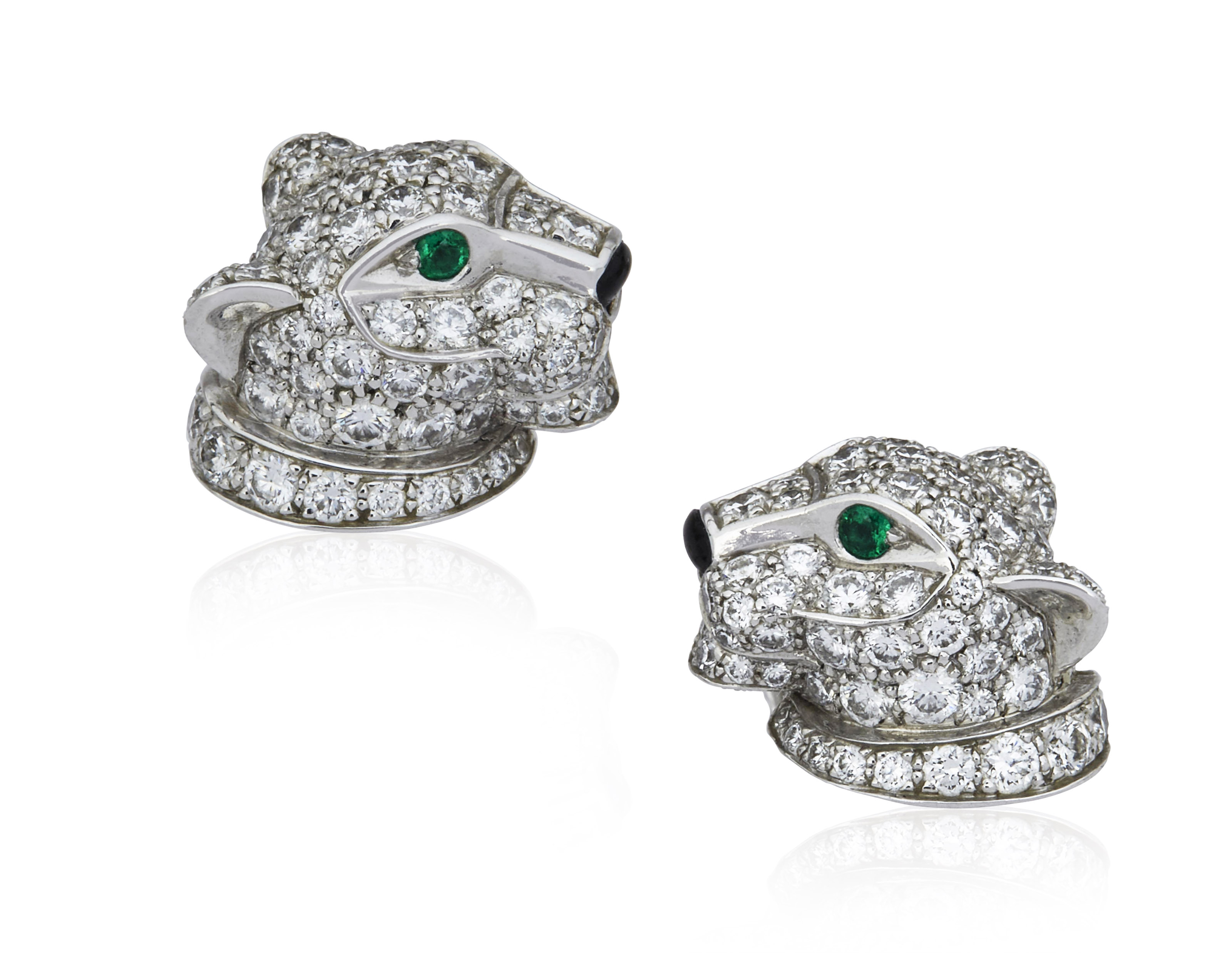 CARTIER PANTH RE DE CARTIER DIAMOND EMERALD AND ONYX EARRINGS
