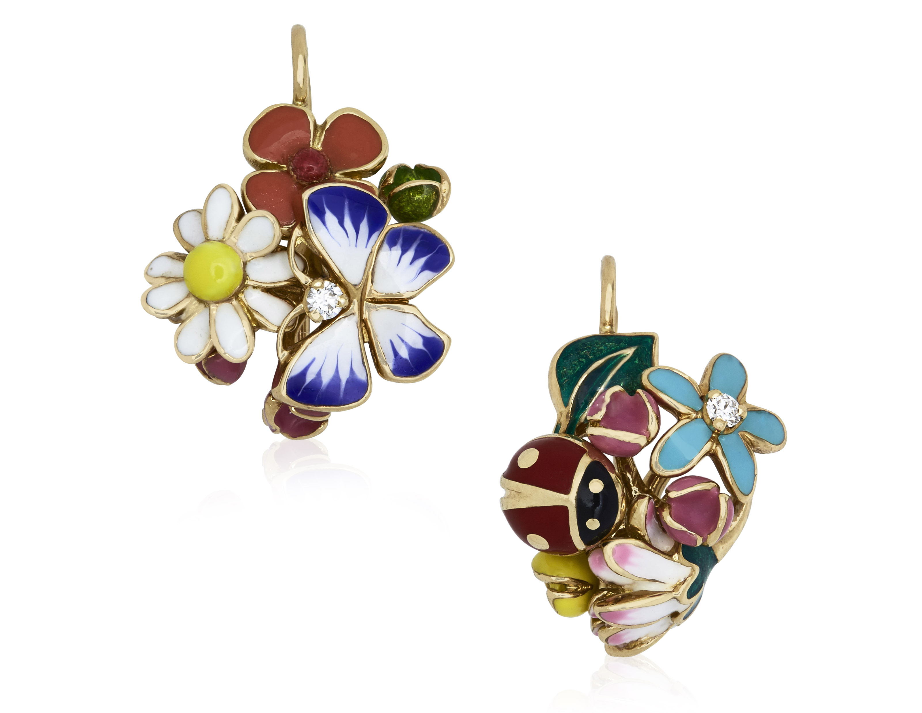 DIOR DIORETTE ENAMEL AND DIAMOND EARRINGS Christie s