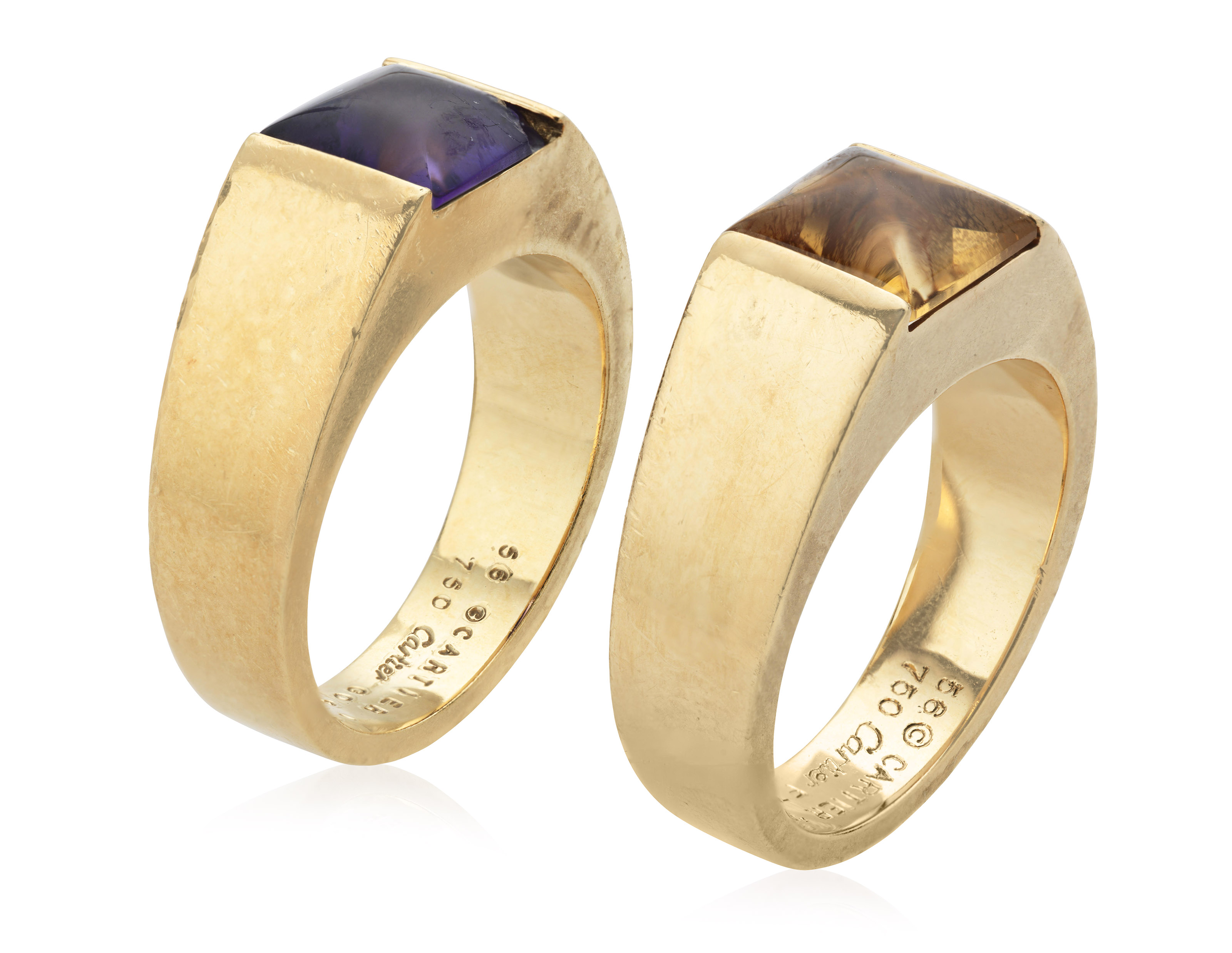 PAIR OF CARTIER TANK GEM SET RINGS Christie s