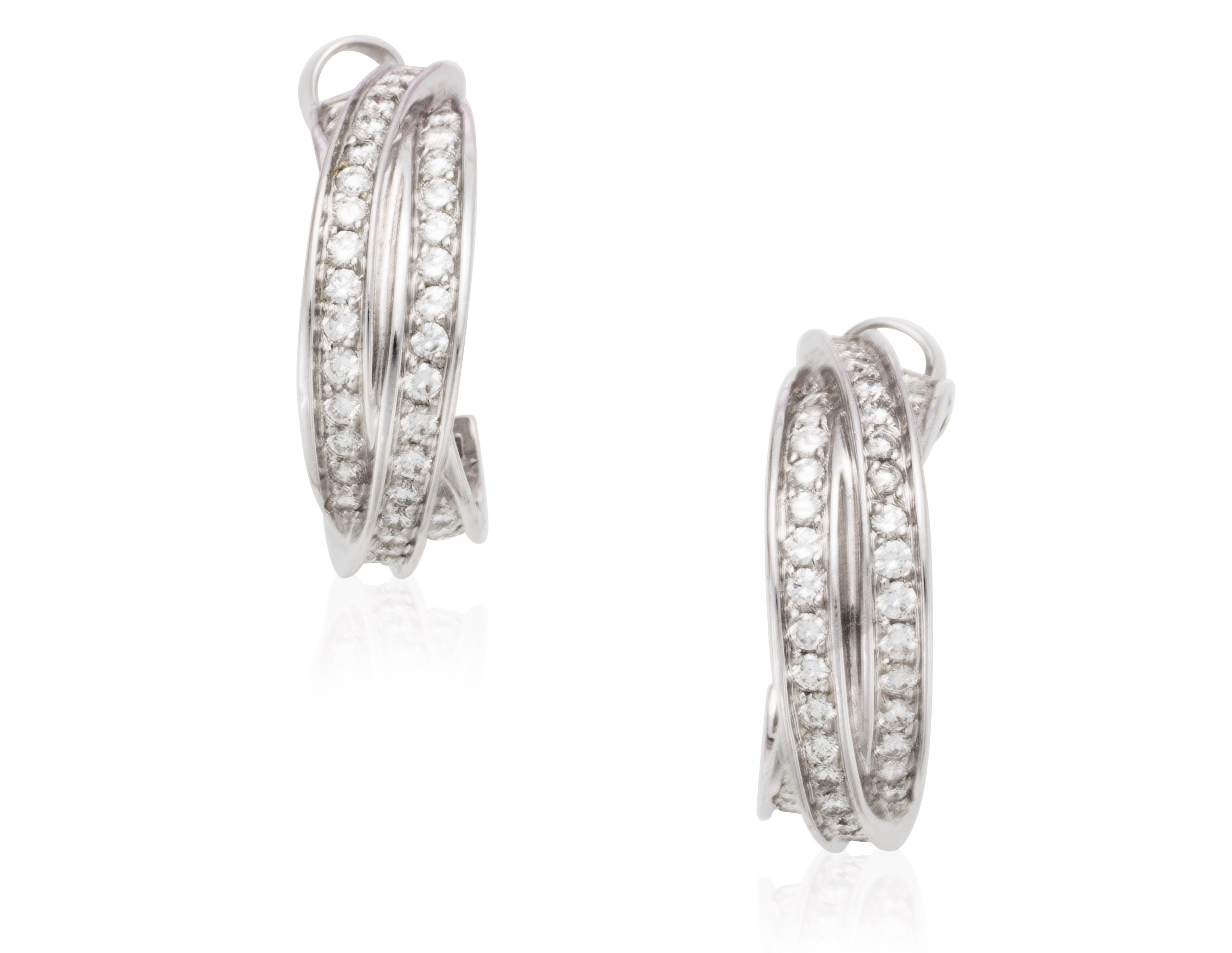 CARTIER 'TRINITY' DIAMOND HOOP EARRINGS, Christie’s