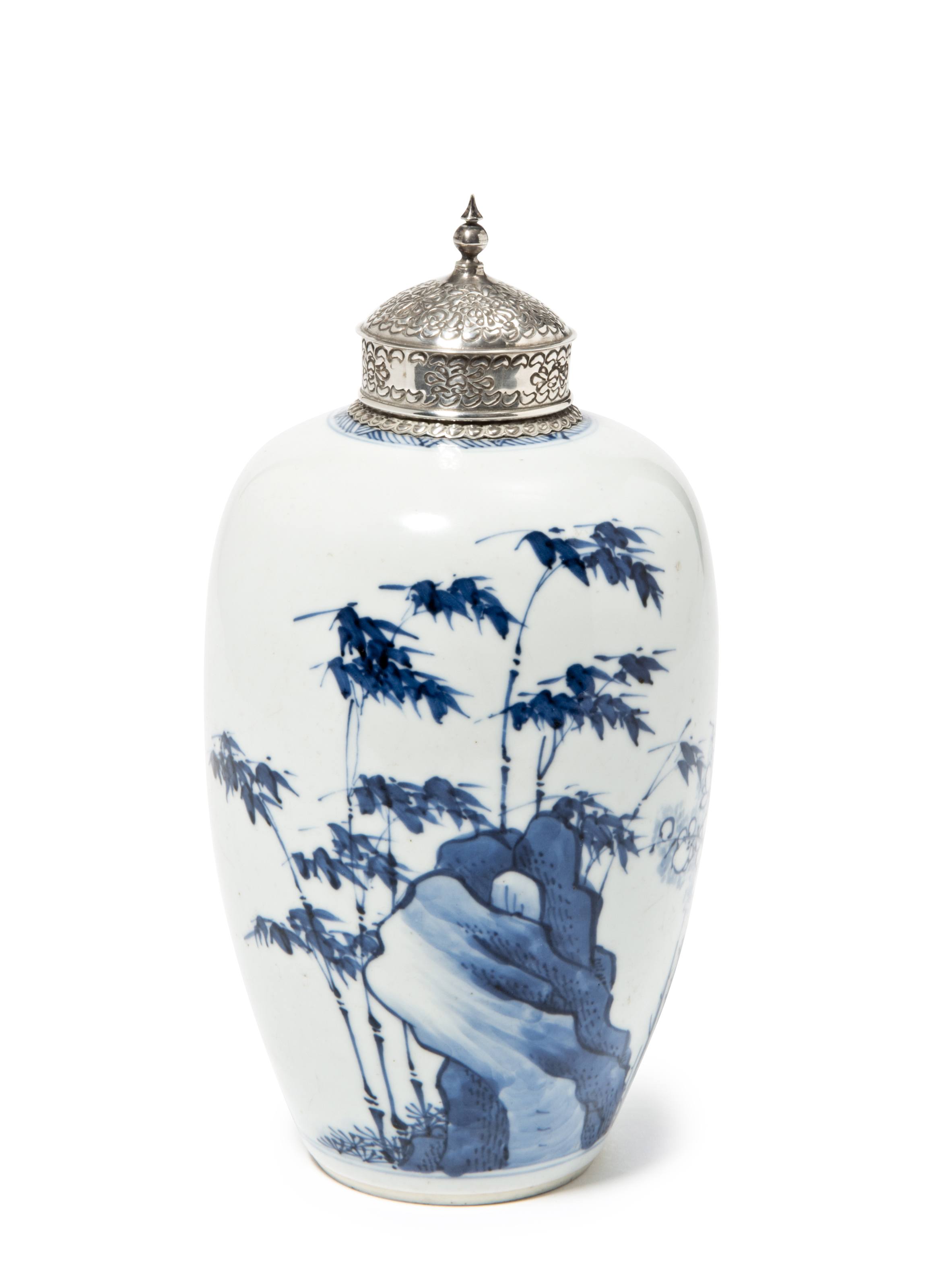 Blue & White Porcelain Ginger Jar - Bamboo & Prunus