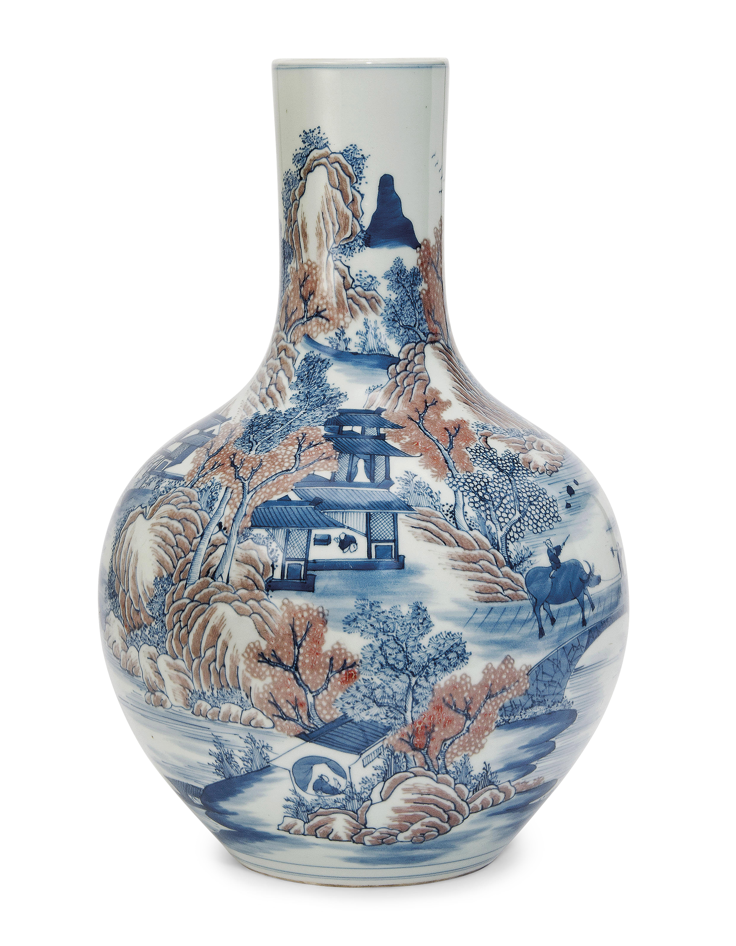 清二十世纪青花釉里红山水图天球瓶, 20TH CENTURY | Christie's