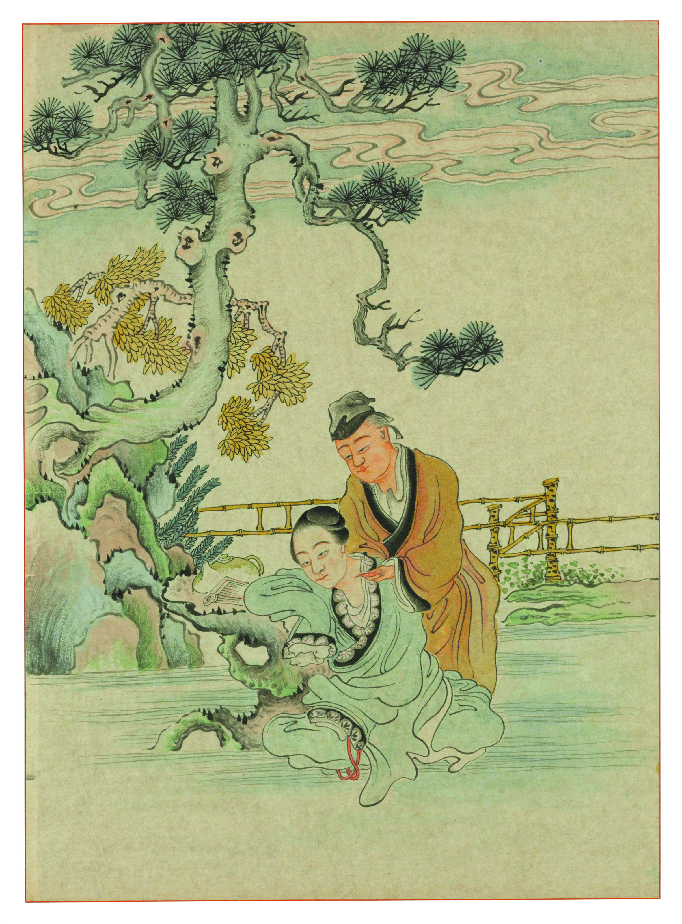 中国絵　乙亥年写貴妃出浴圖　銘有り +　燕君？ ANONYMOUS (19TH-20TH CENTURY), Group of Erotic Paintings | Christie's