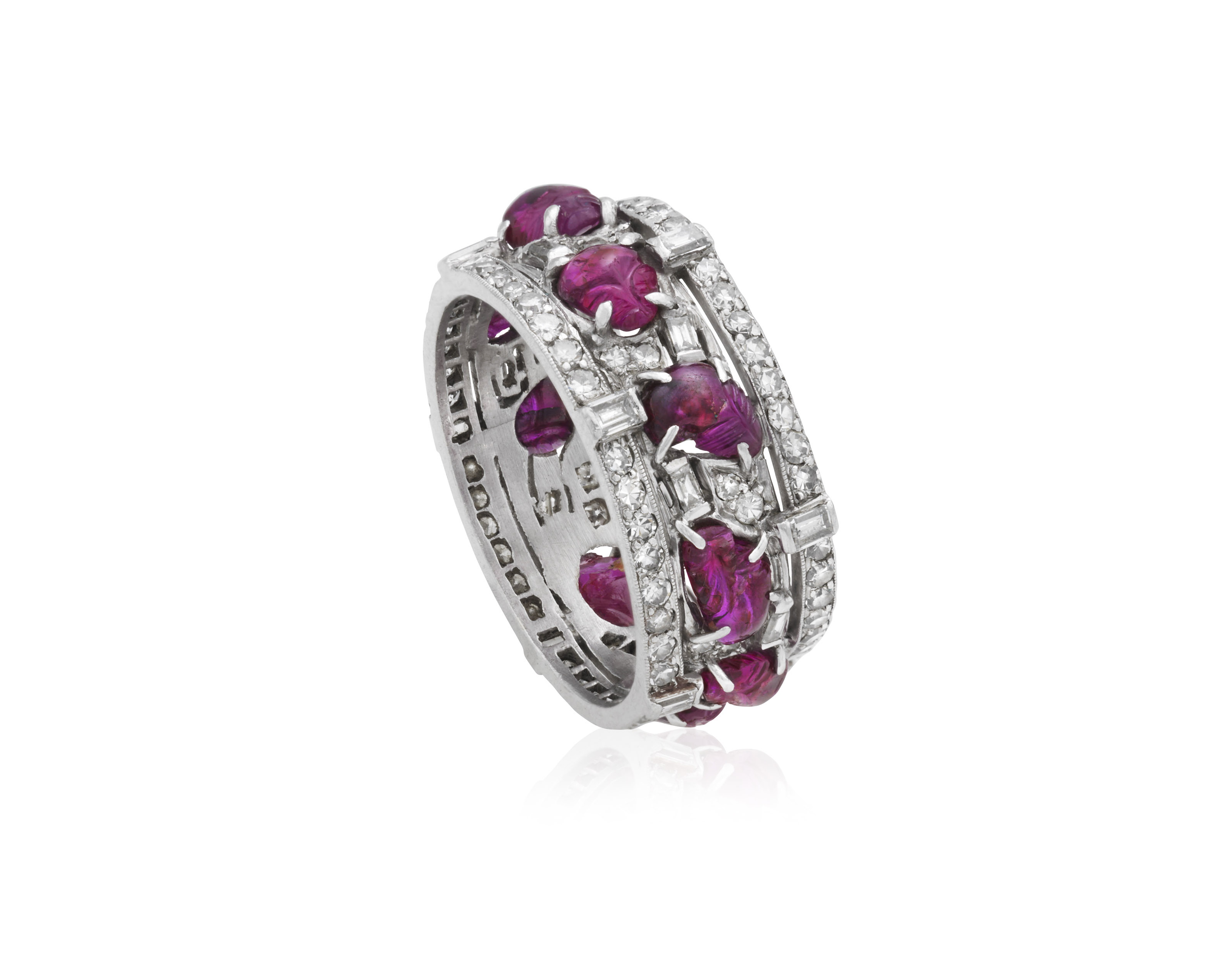 CARVED RUBY AND DIAMOND ETERNITY BAND RING, | Christie’s