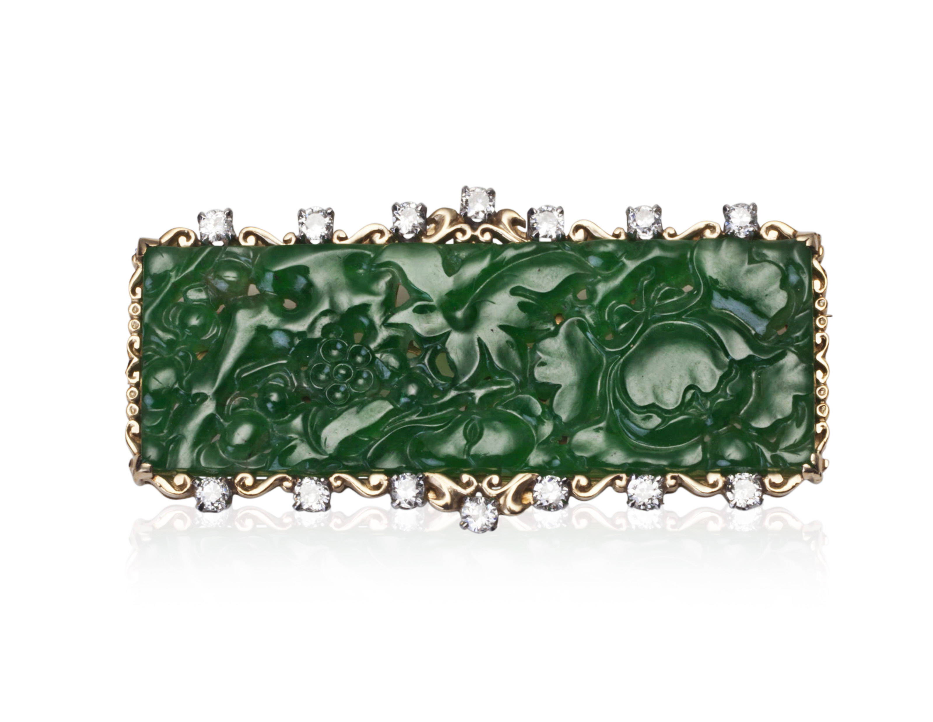 JADE AND DIAMOND PENDANT BROOCH WITH GIA REPORT, | Christie’s