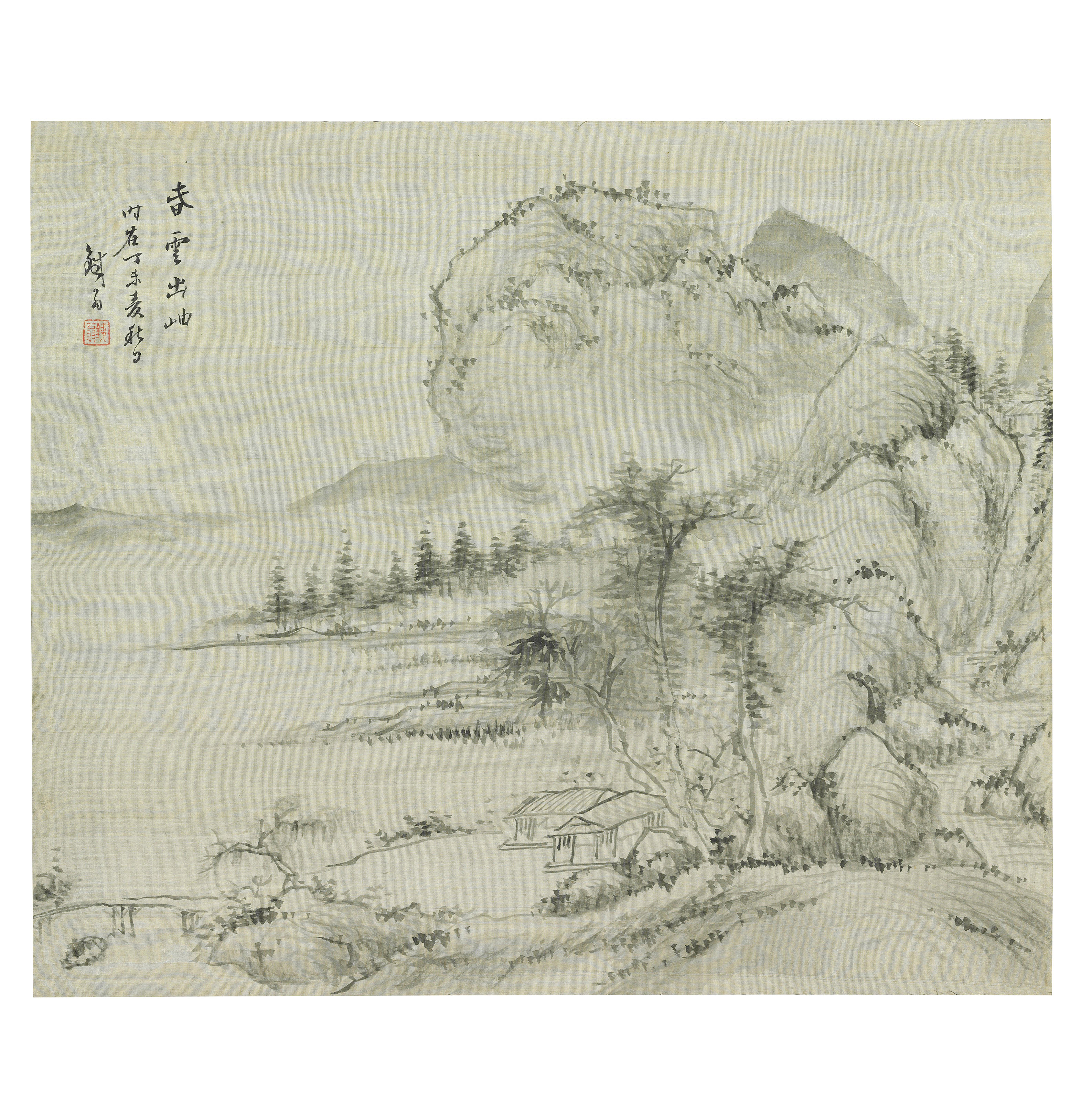 平野五岳山水水墨絹本立軸四幅, Miniature Landscapes | Christie's