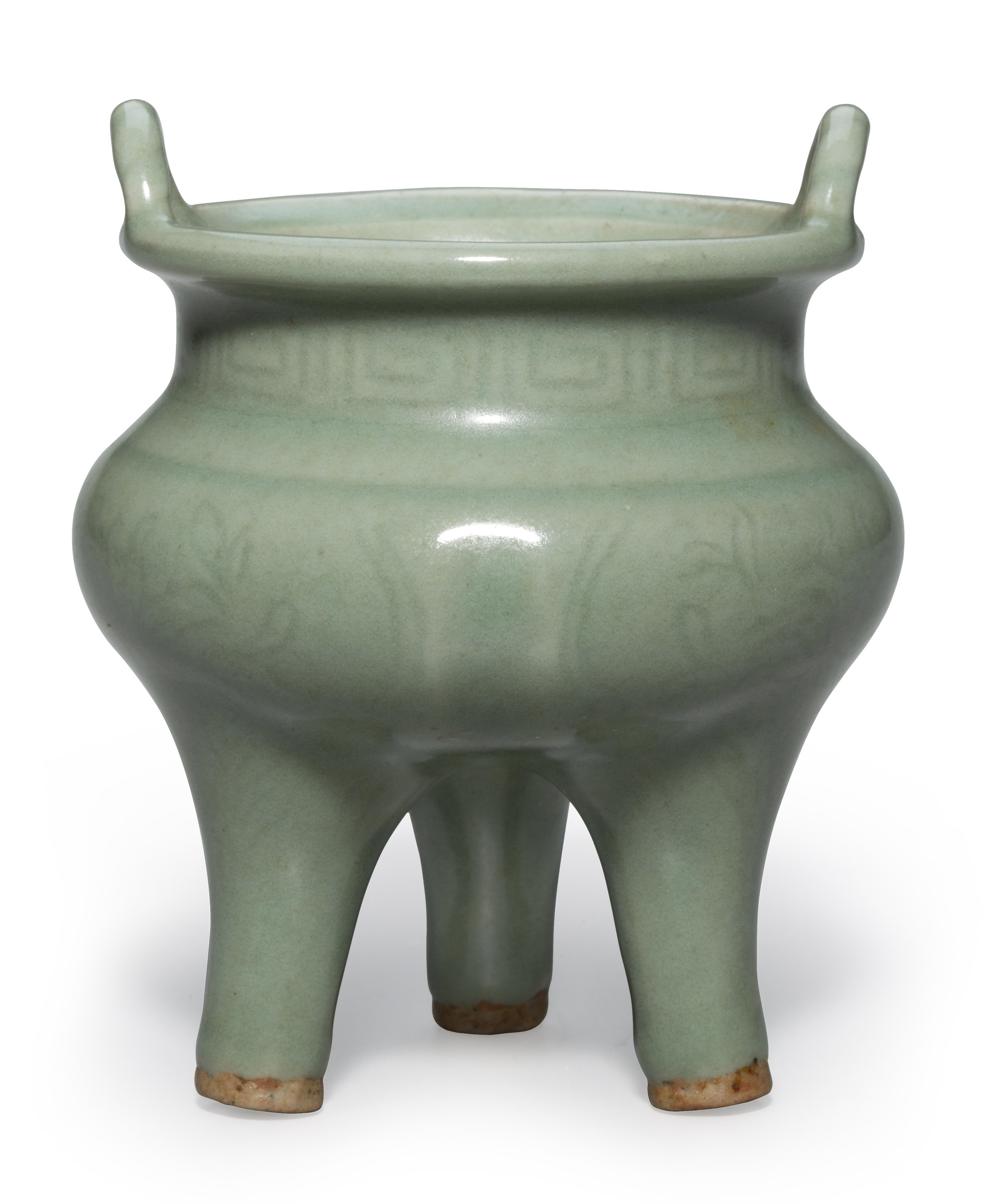 A SMALL LONGQUAN CELADON TRIPOD CENSER, CHINA, MING DYNASTY (1368