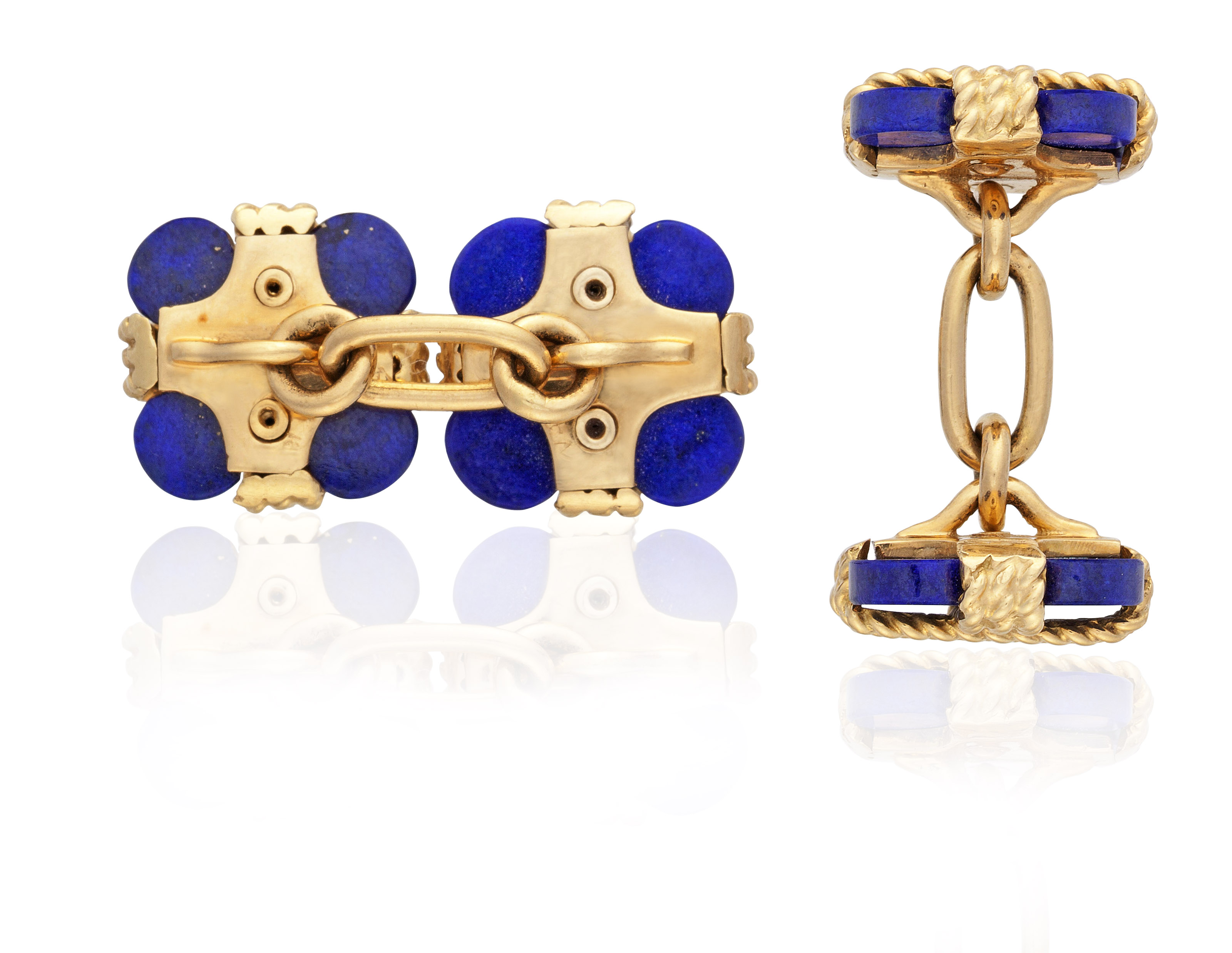 VAN CLEEF & ARPELS LAPIS AND GOLD CUFFLINKS, | Christie's