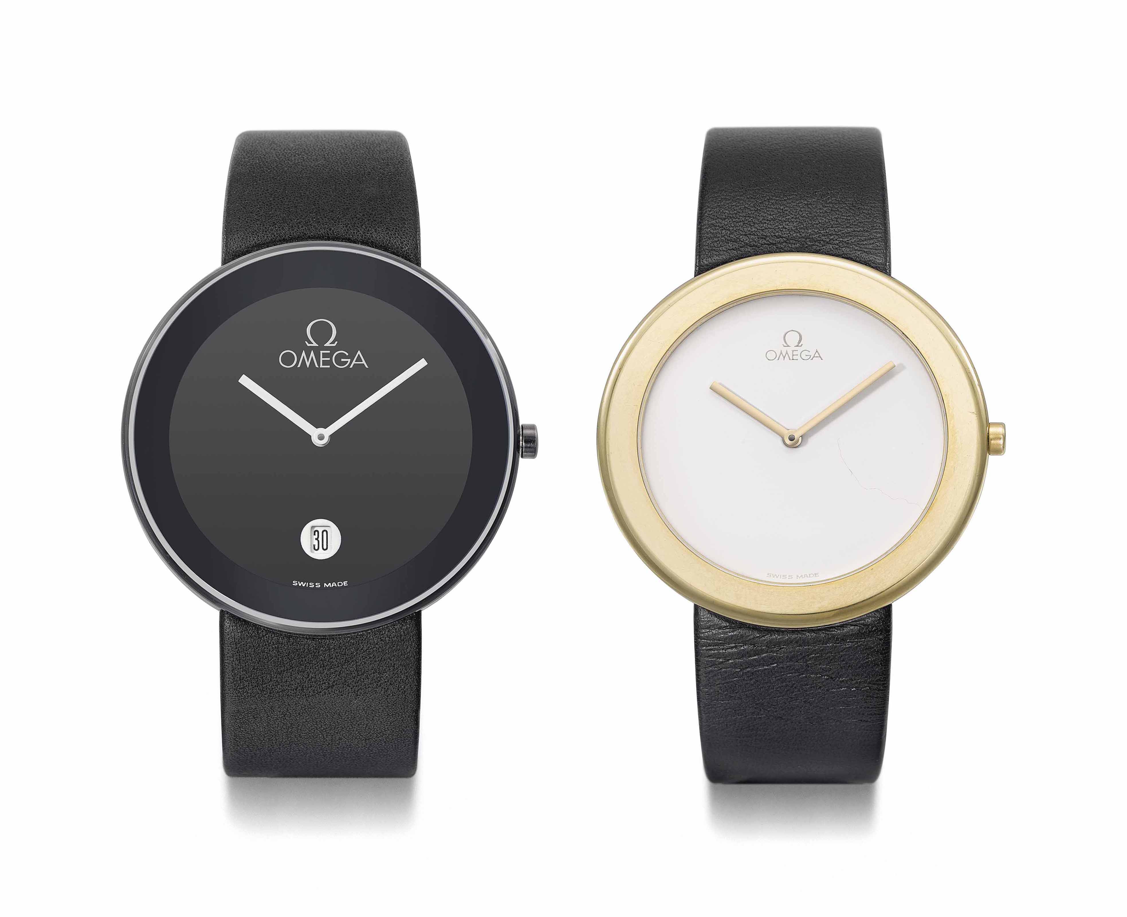 Omega. A lot of one two colour gold and one stainless steel and