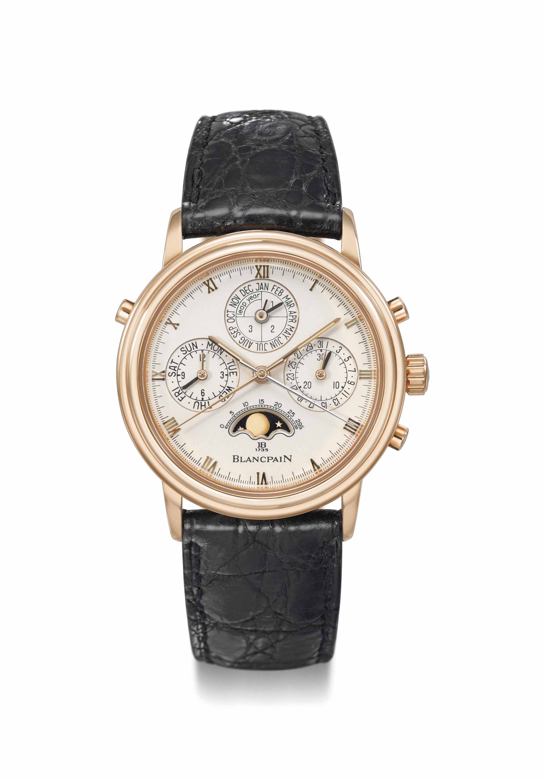 Blancpain A fine 18K pink gold perpetual calendar split seco