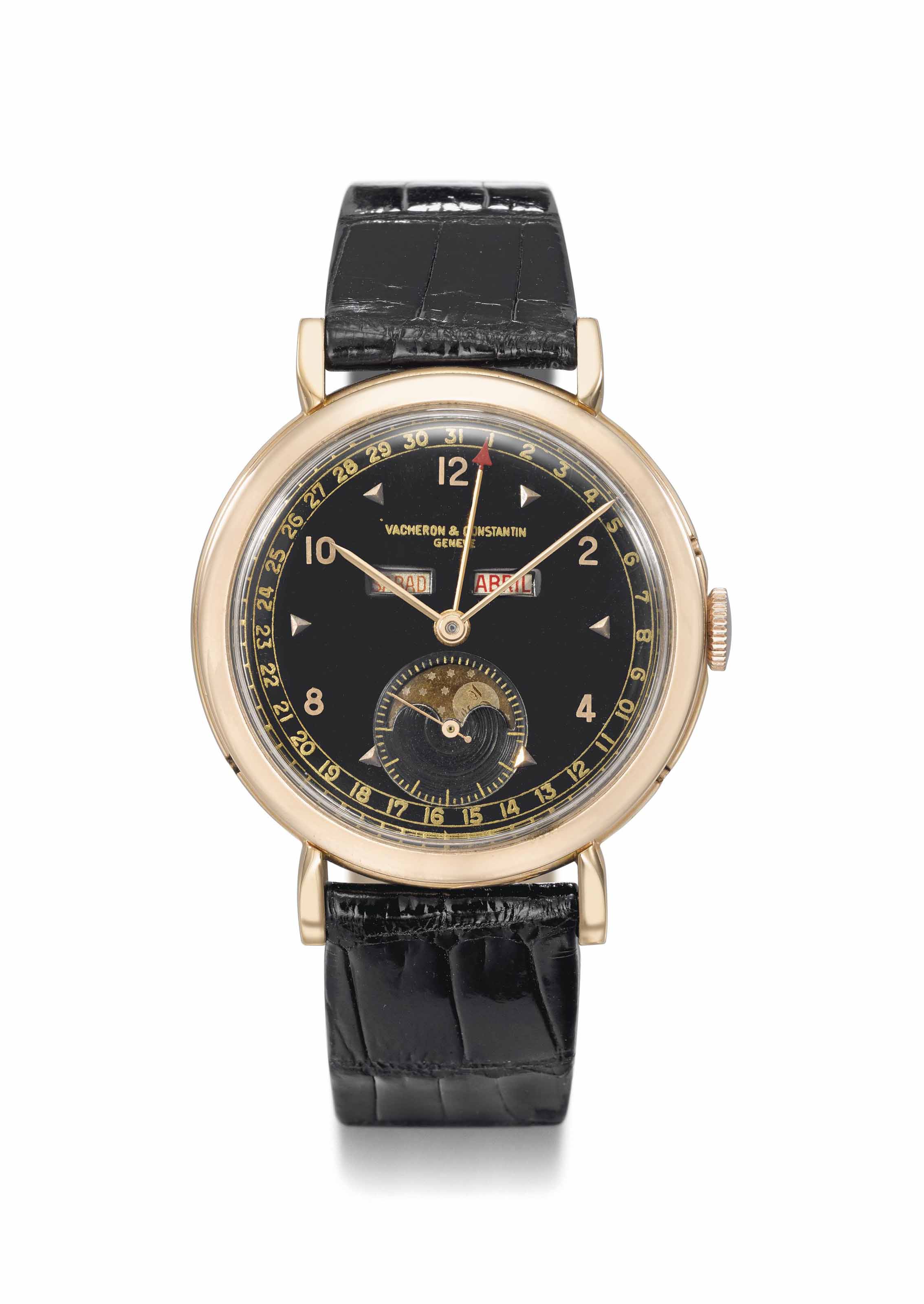 Vacheron Constantin. An attractive 18K gold triple calendar wristwatch
