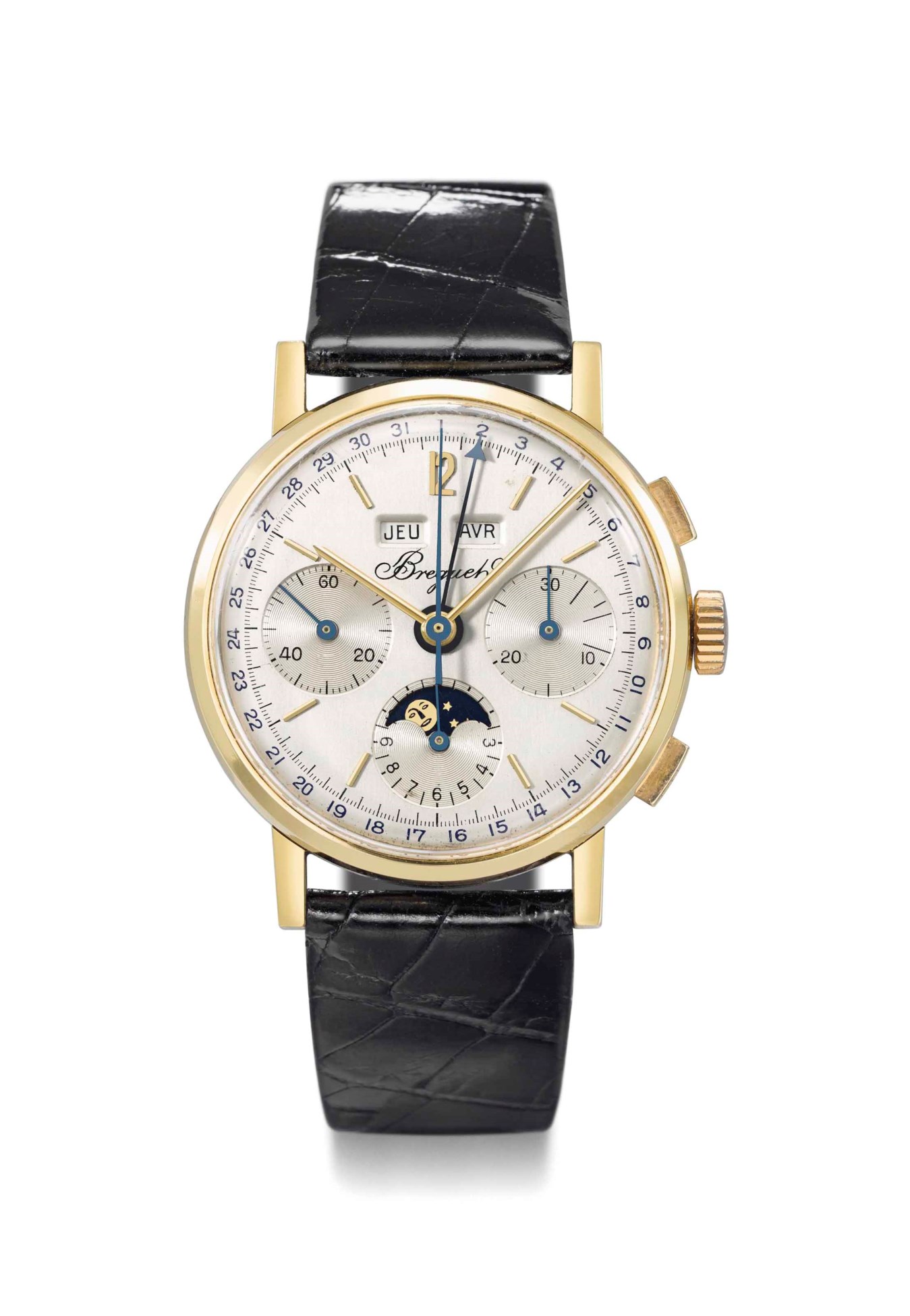 Breguet. A very fine, rare and attractive 18K gold triple calendar