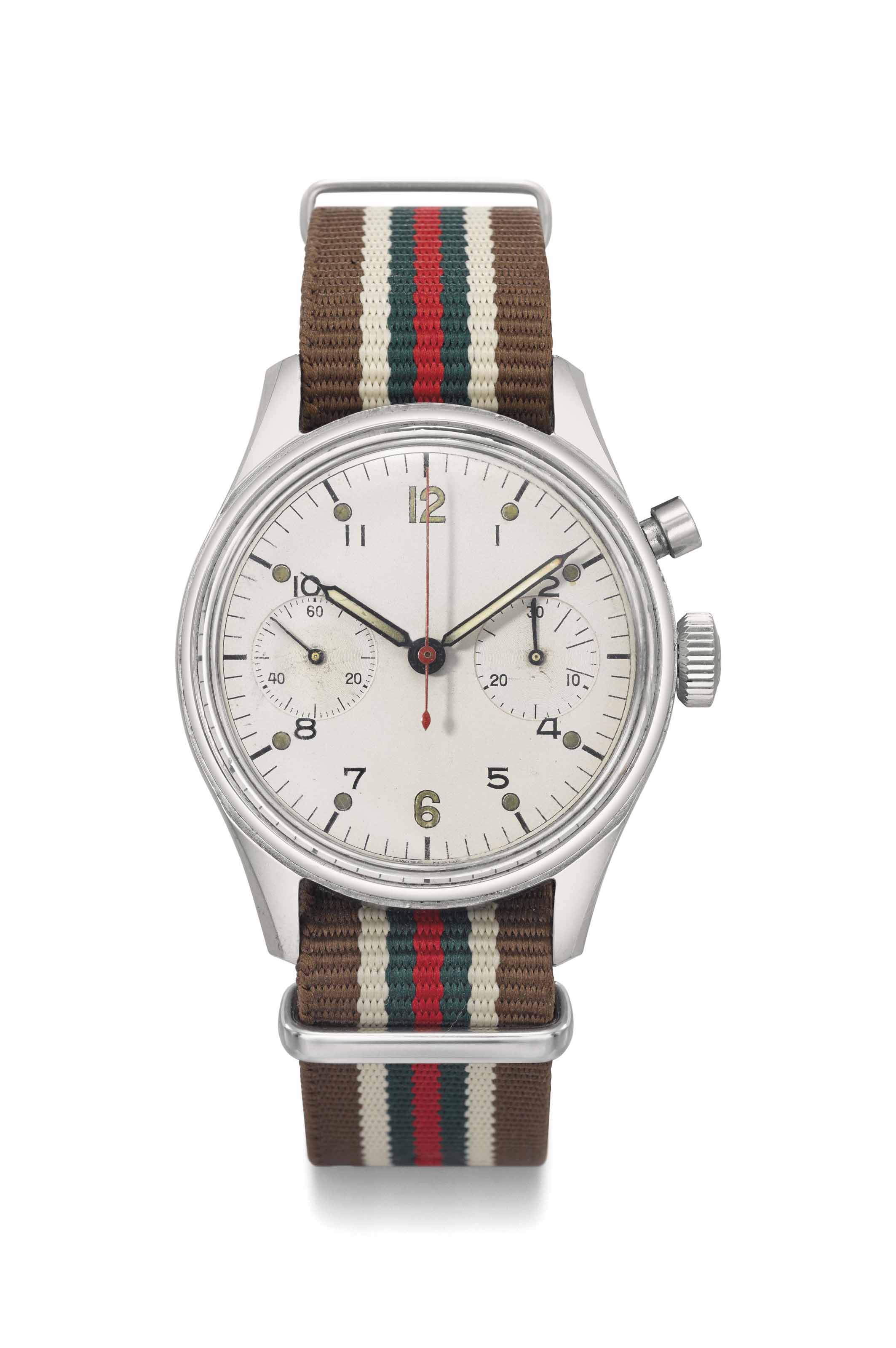 Breitling. A rare stainless steel single button chronograph wristwatch