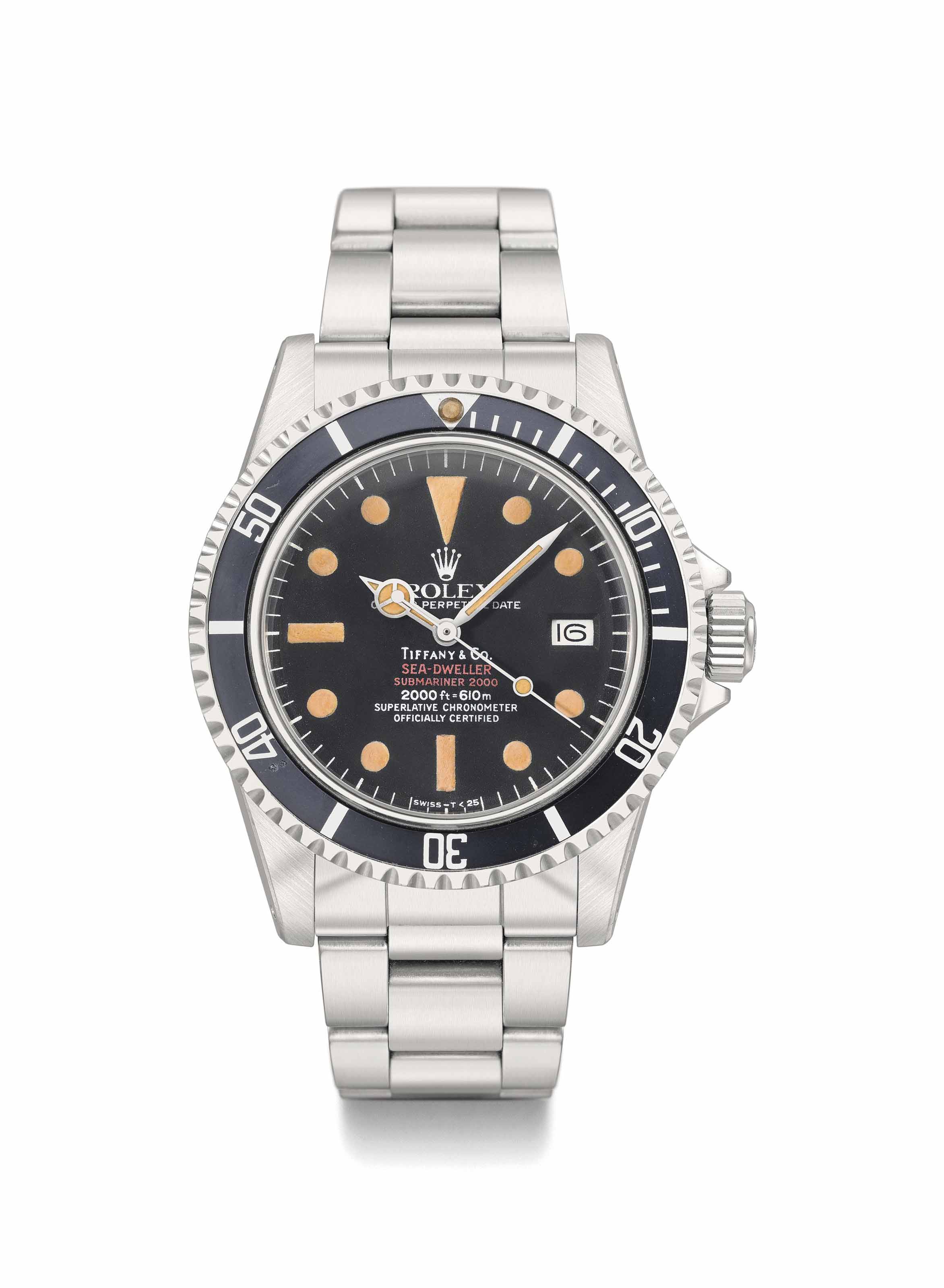 Rolex. A rare and unusual stainless steel automatic wristwatch with sweep  centre seconds, made for American Heritage