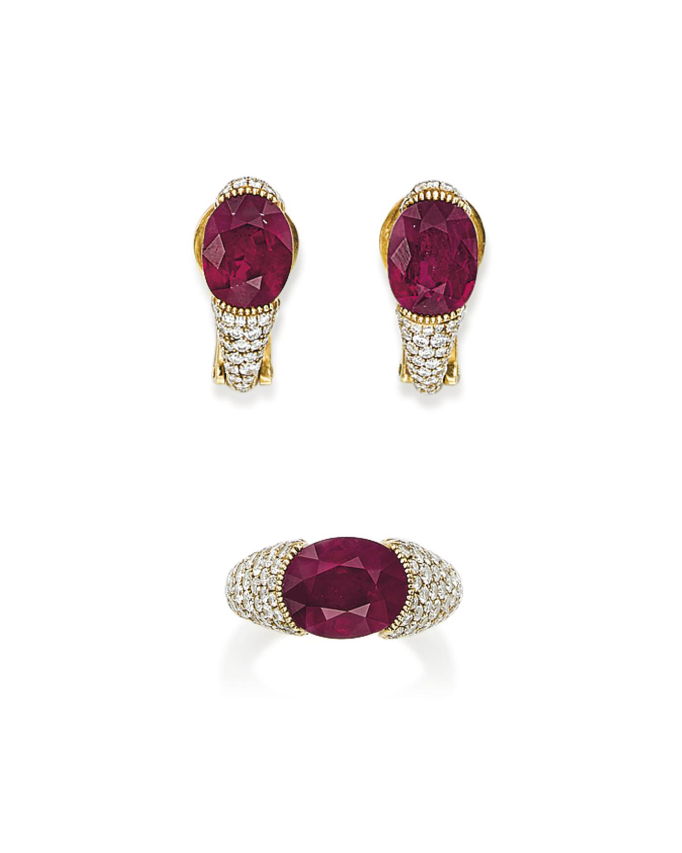 A SET OF RUBY AND DIAMOND JEWELLERY | Christie's