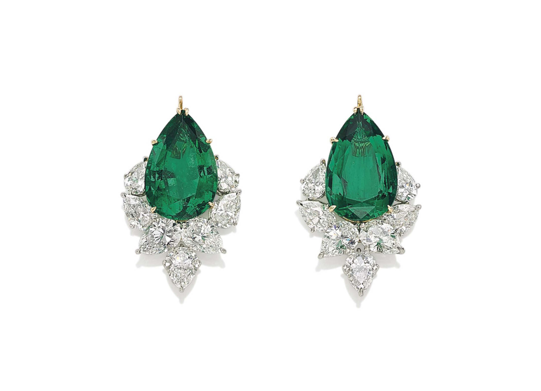 A PAIR OF EMERALD AND DIAMOND PENDANTS, BY HARRY WINSTON Christie's