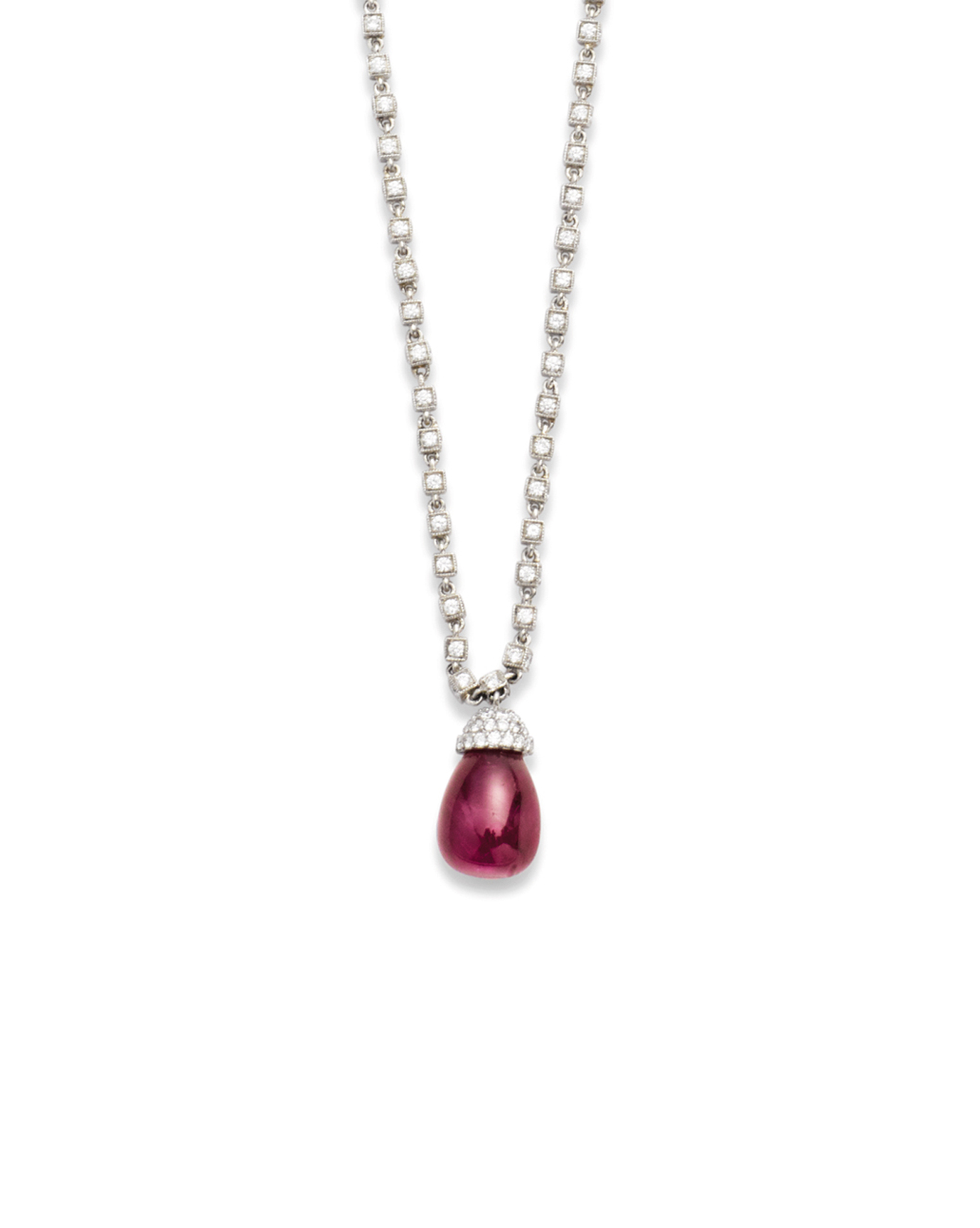 A RUBY AND DIAMOND PENDANT NECKLACE, BY HARRY WINSTON ...