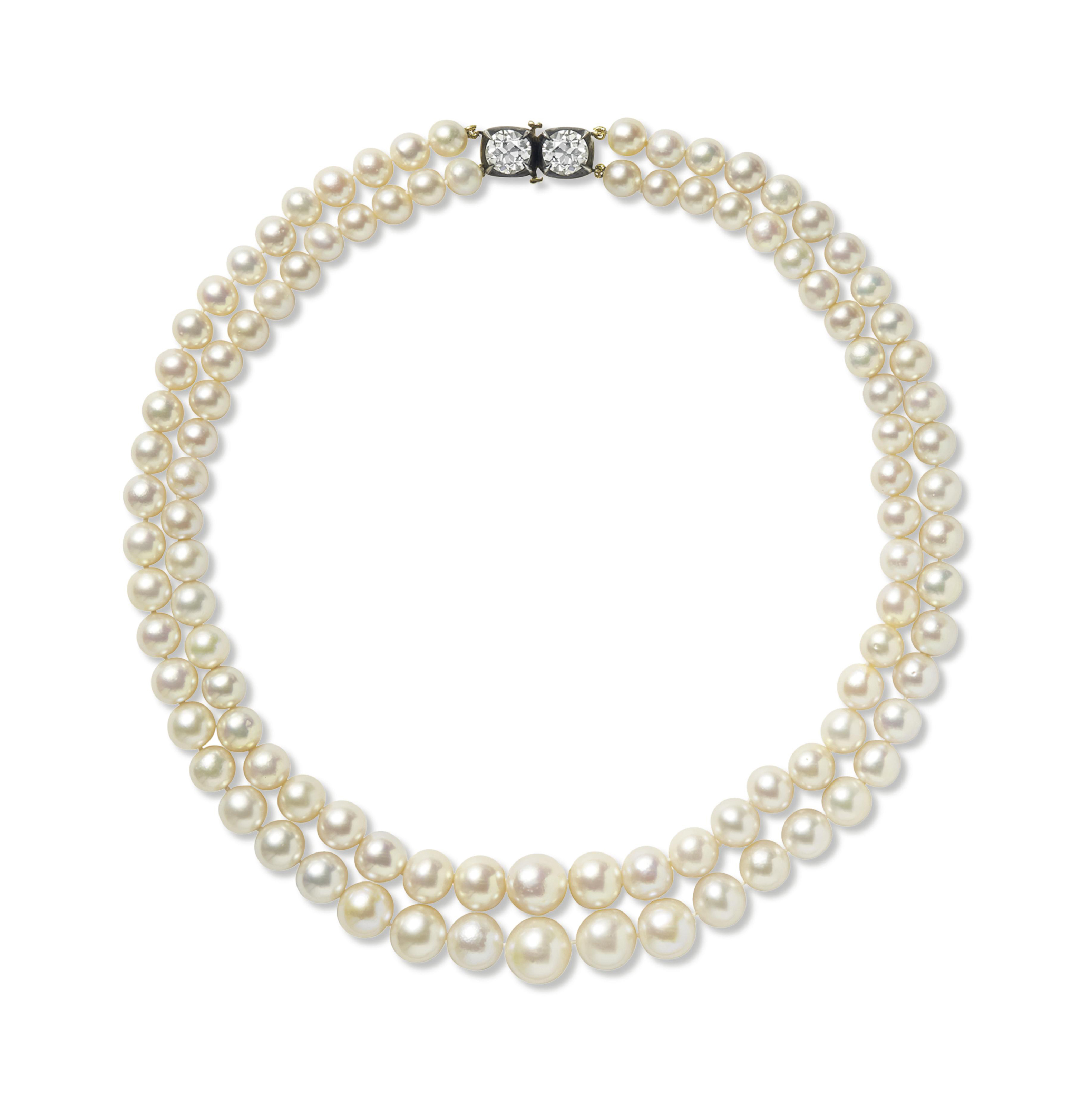 AN IMPORTANT TWOSTRAND NATURAL PEARL AND DIAMOND NECKLACE Christie's