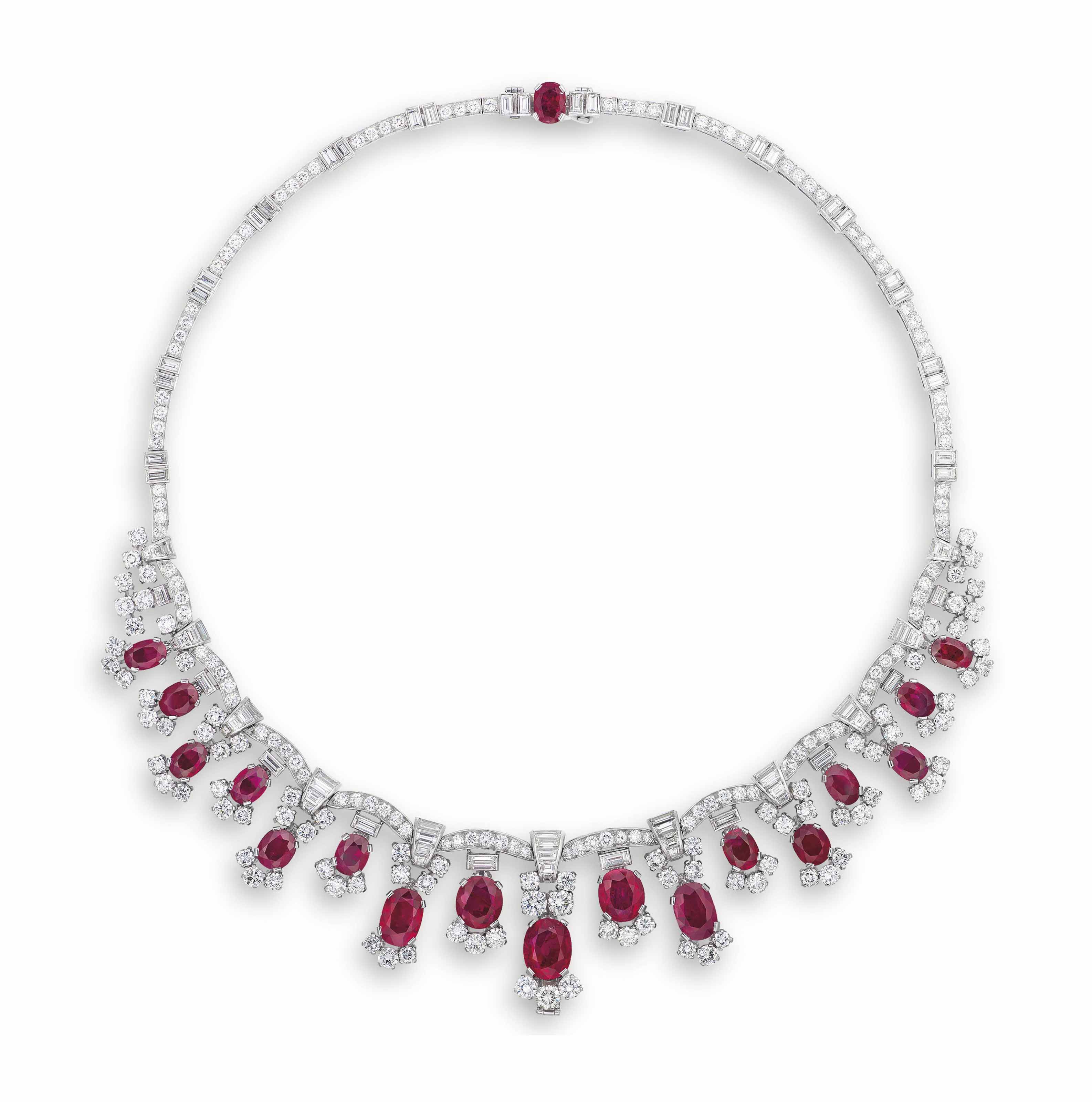 A RUBY AND DIAMOND NECKLACE | Christie's