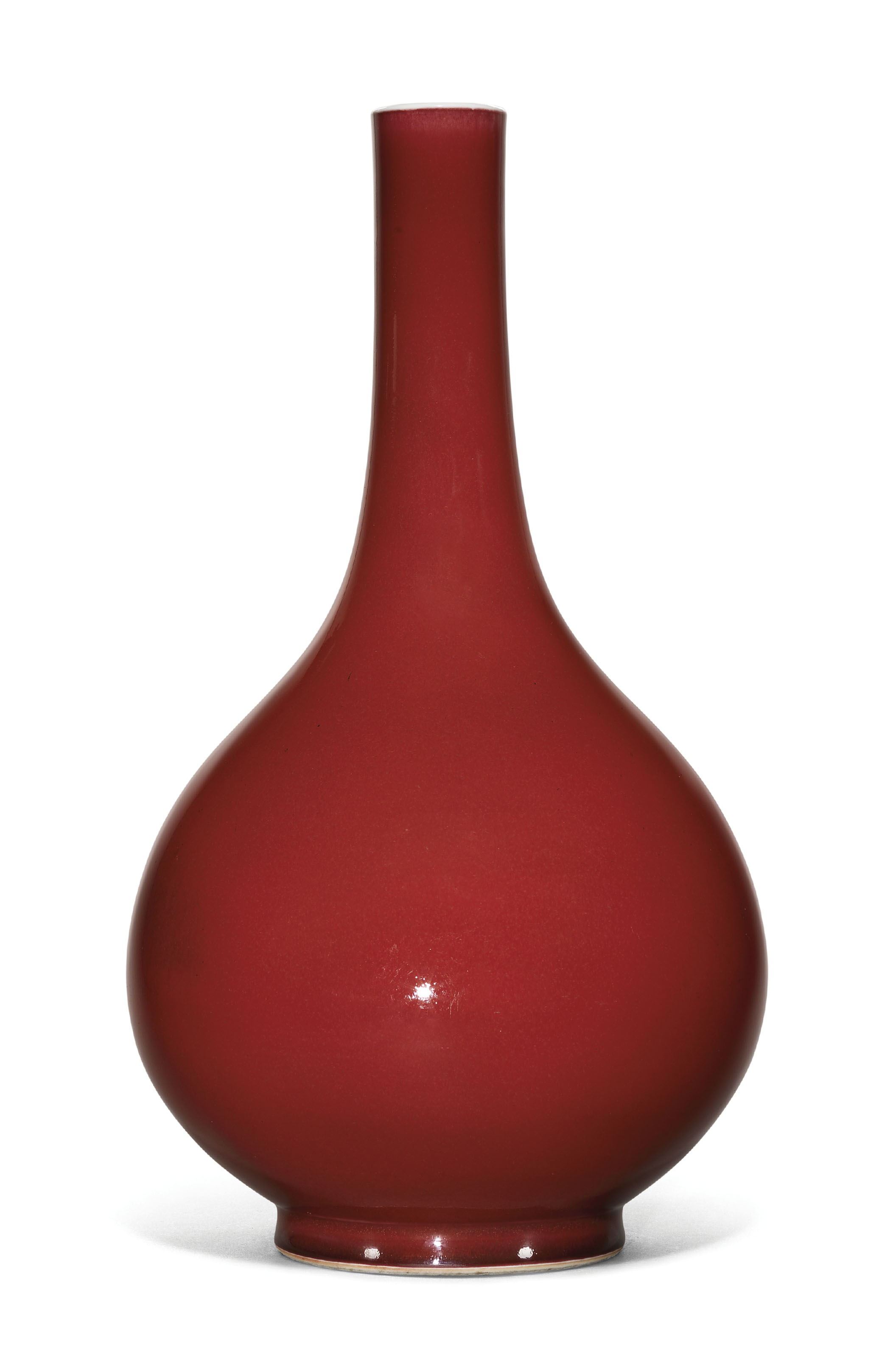 A Large Red Glazed Pear Shaped Vase Yongzheng Six Character Mark