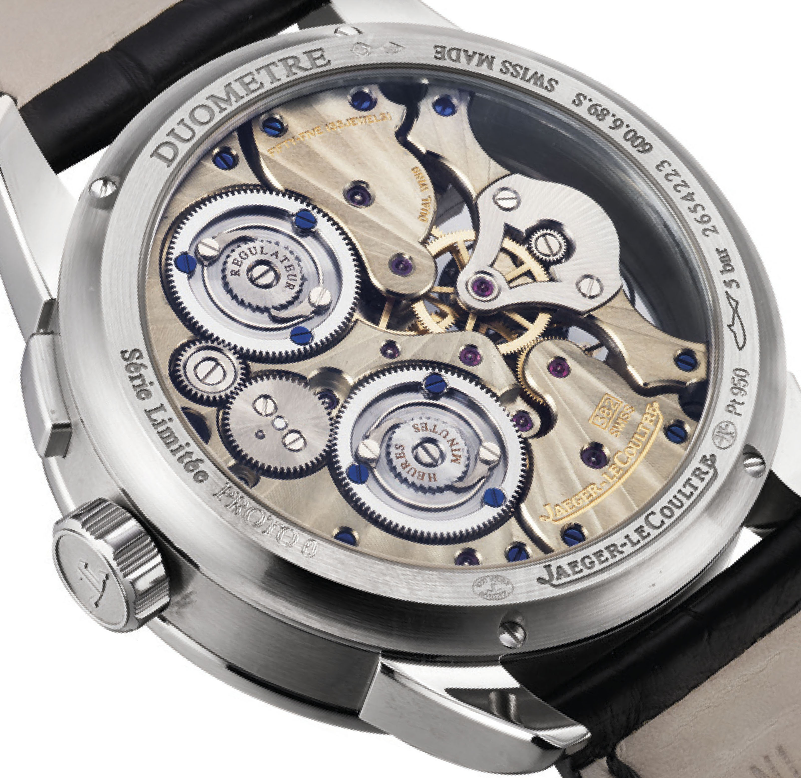 JAEGER LECOULTRE. AN EXTREMELY FINE PLATINUM MULTI AXIS TOURBILLION DUAL TIME PROTOTYPE WRISTWATCH WITH RETROGRADE DATE TWIN POWER RESERVE INDICATION AND FLYBACK SECONDS SIGNED JAEGER LECOULTRE DUOMET...