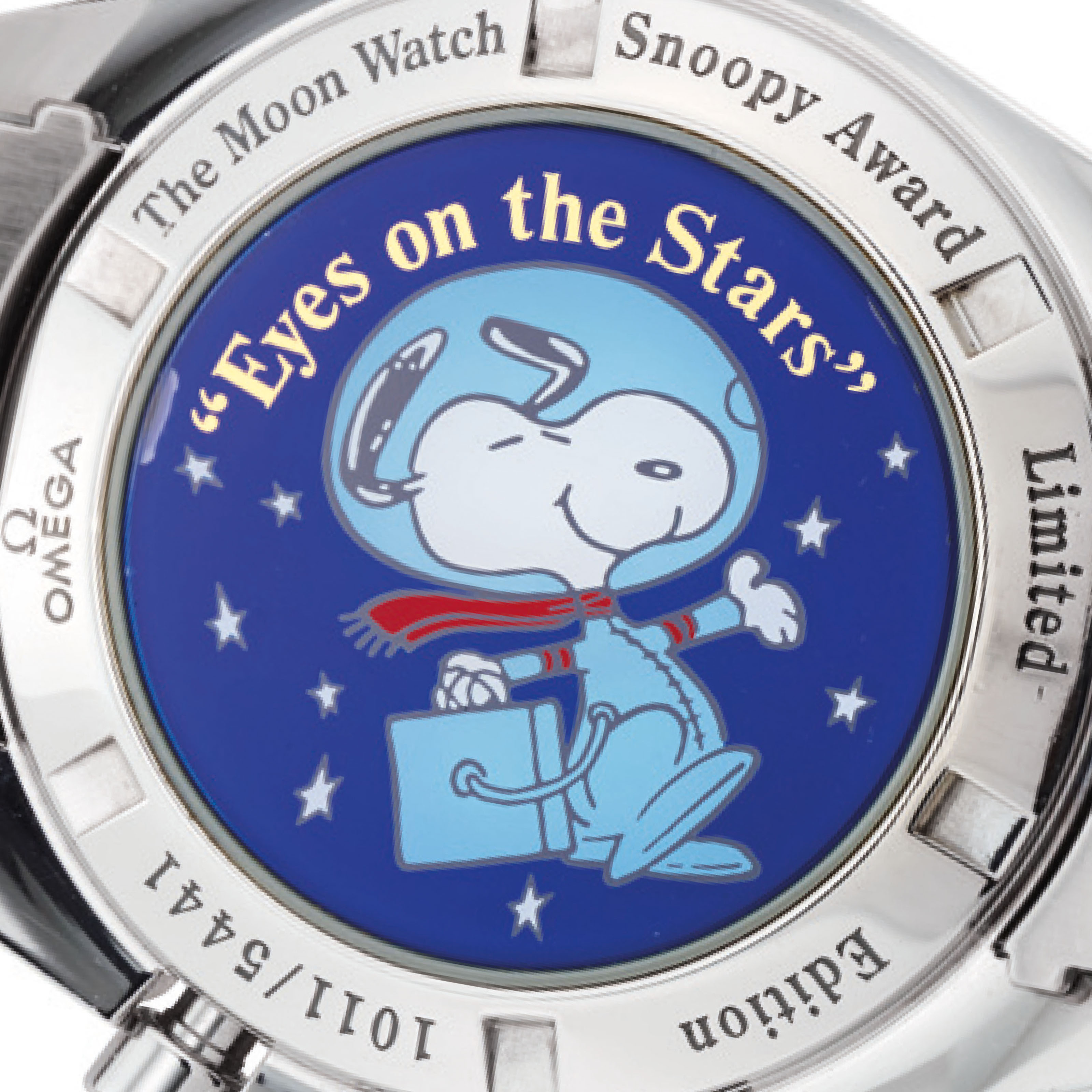 Omega A Fine And Rare Stainless Steel Limited Edition Chronograph Wristwatch With Bracelet Made To Commemorate The Silver Snoopy Award Presented To Omega Signed Omega Speedmaster Professional The Moon Watch Snoopy