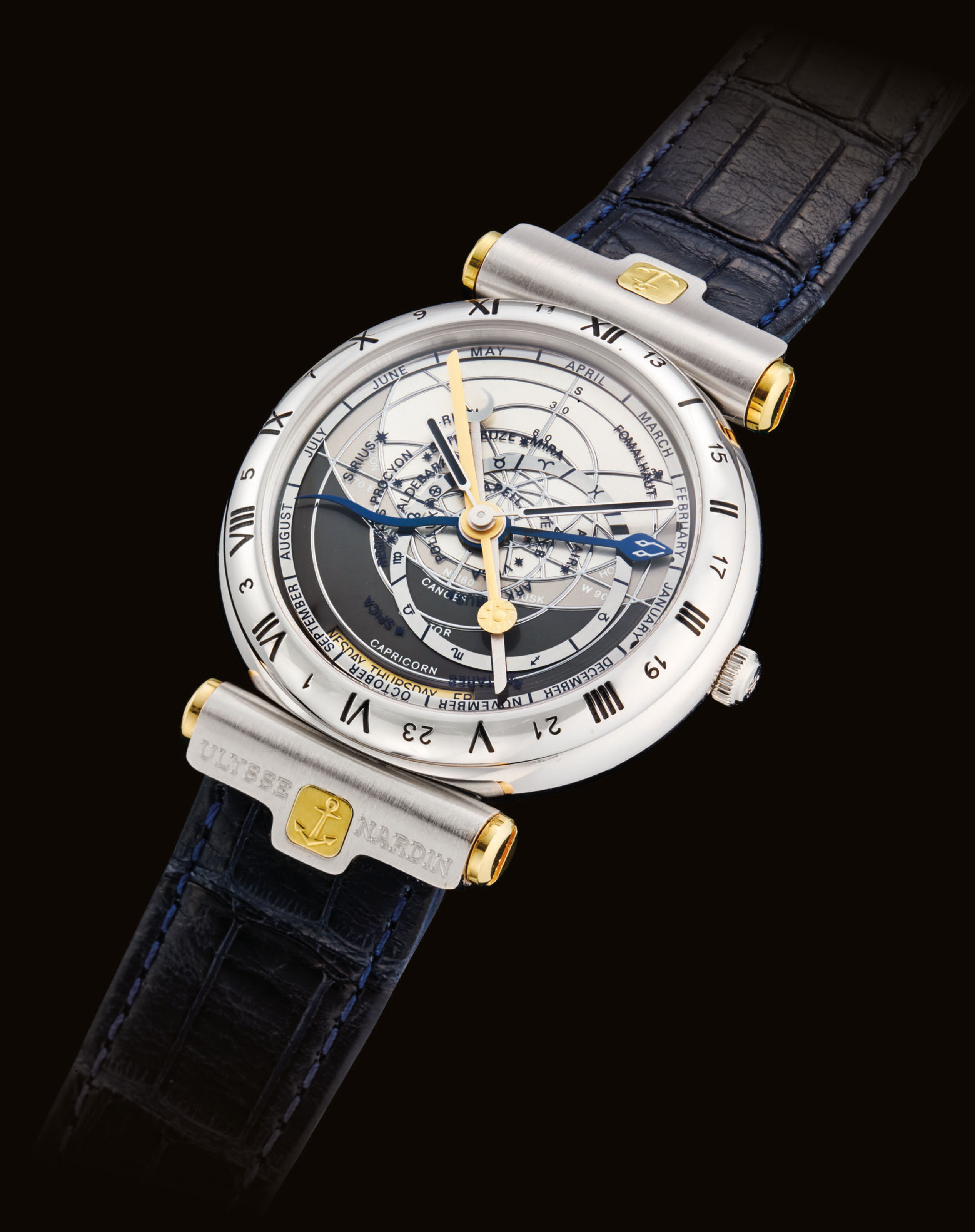 ULYSSE NARDIN. A FINE AND RARE 18K WHITE GOLD AUTOMATIC PERPETUAL