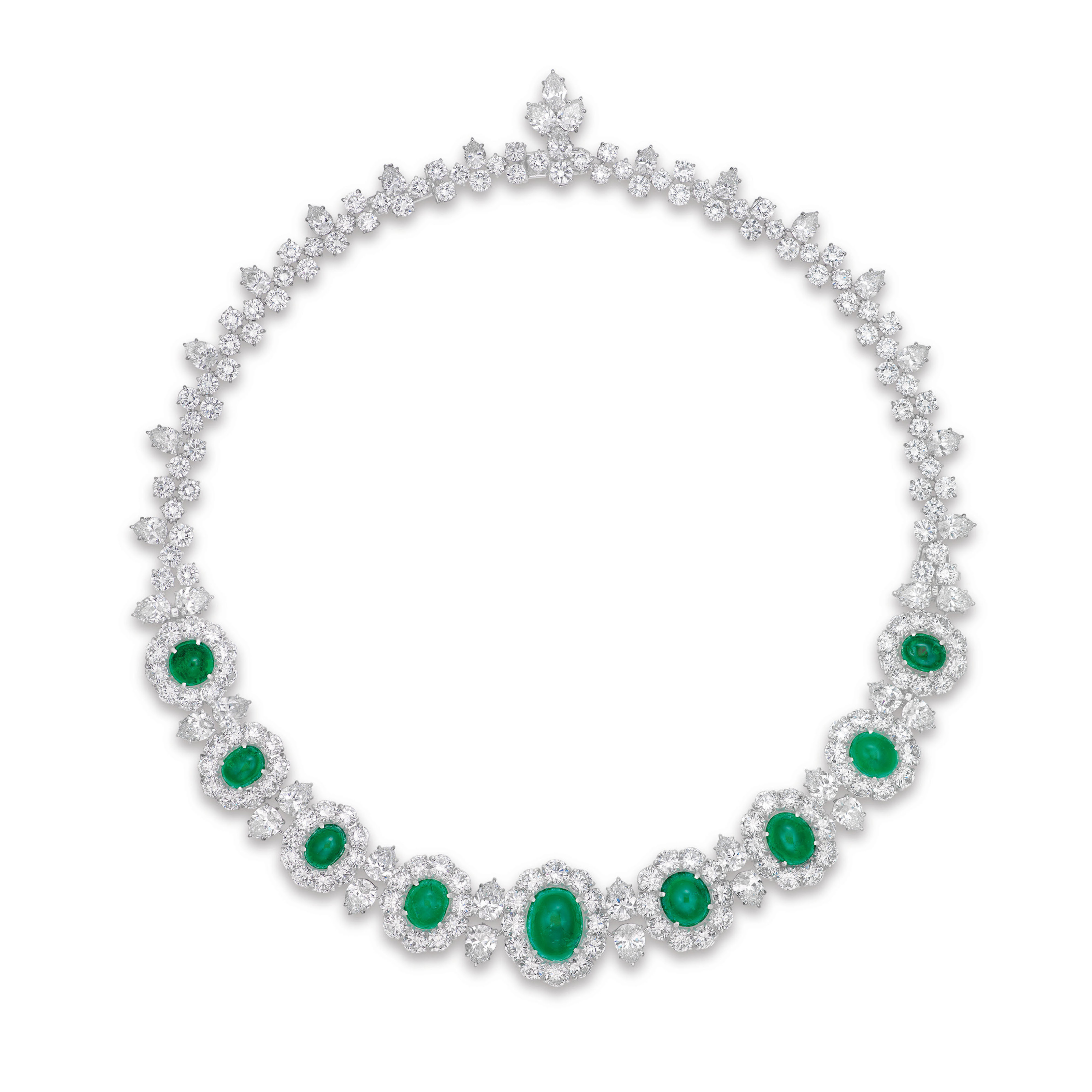 A FINE EMERALD AND DIAMOND NECKLACE, BY HARRY WINSTON ...