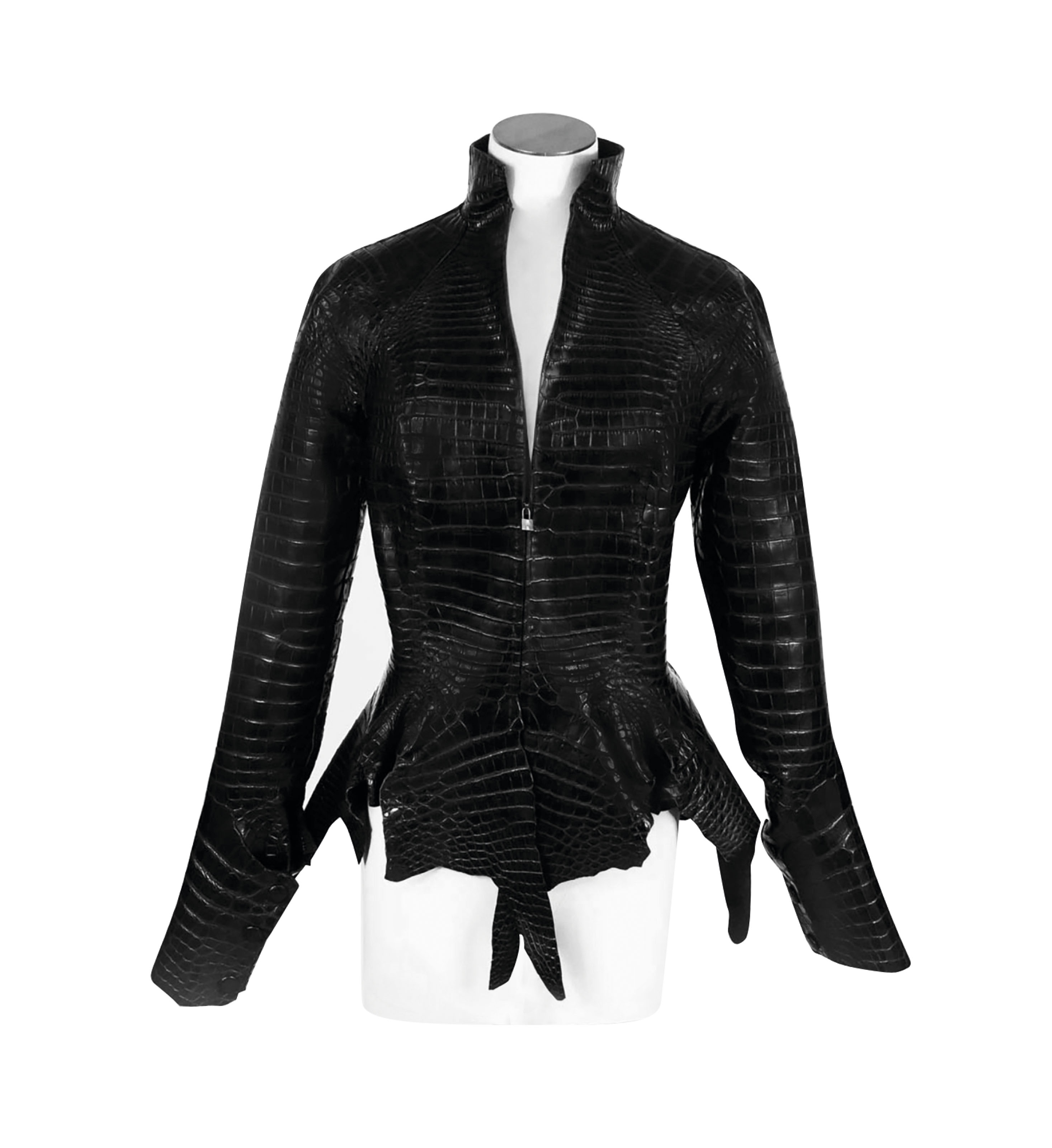 AN EXCEPTIONAL, MATTE BLACK POROSUS CROCODILE JACKET BY JEAN PAUL ...